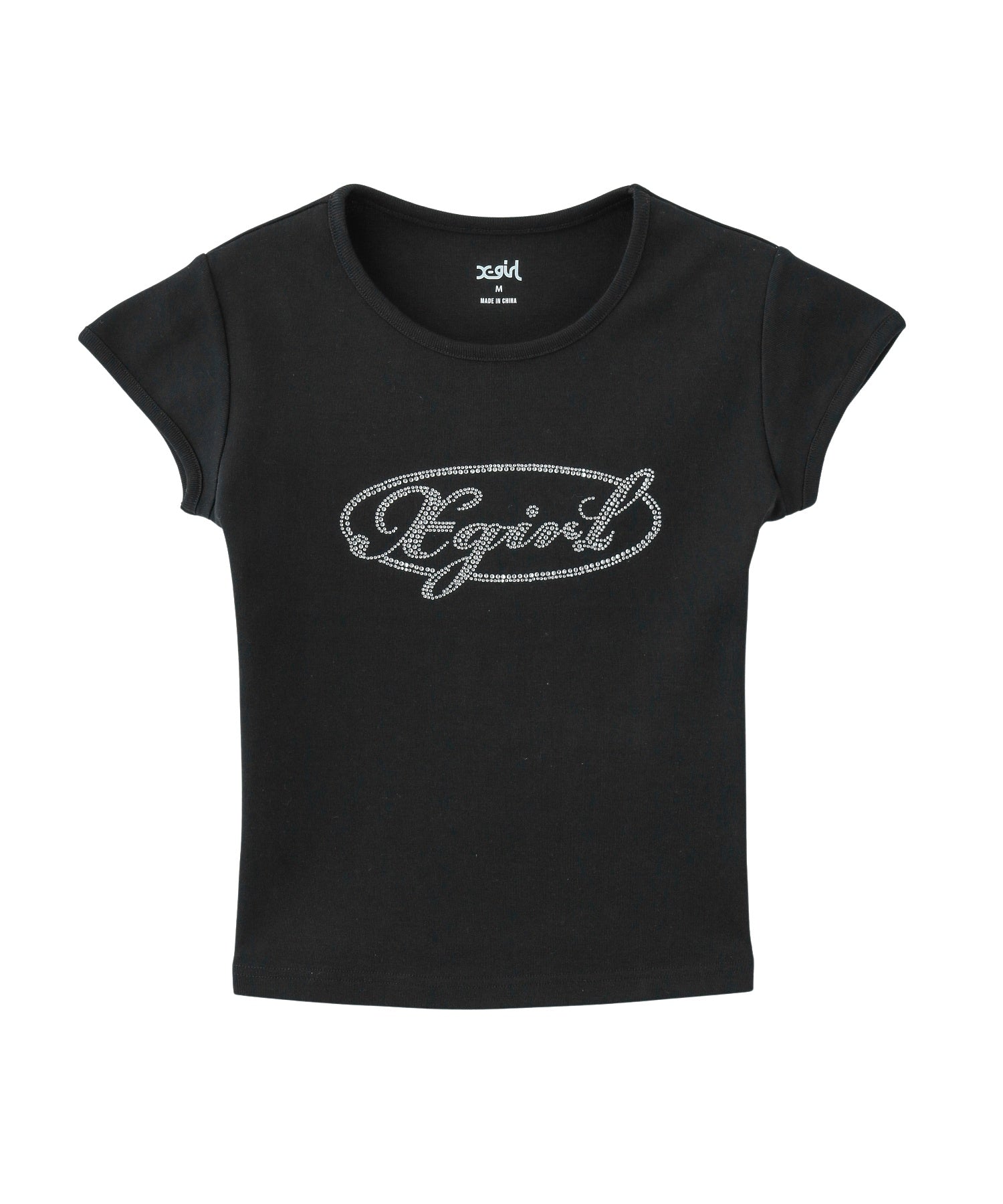 RHINESTONE OVAL CURSIVE LOGO S/S BABY TEE