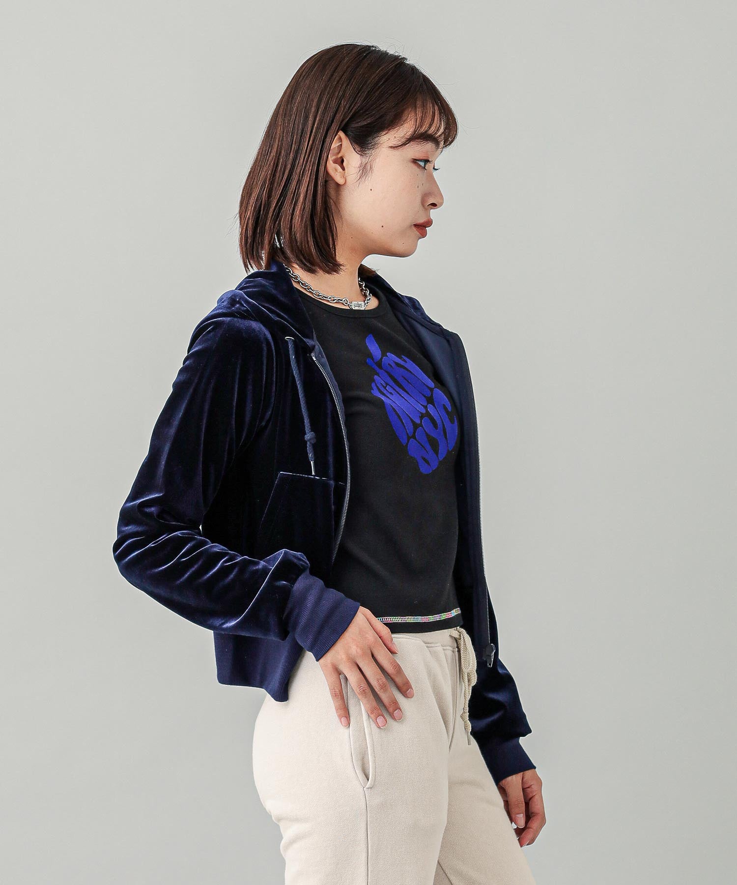 VELOUR ZIP UP HOODIE