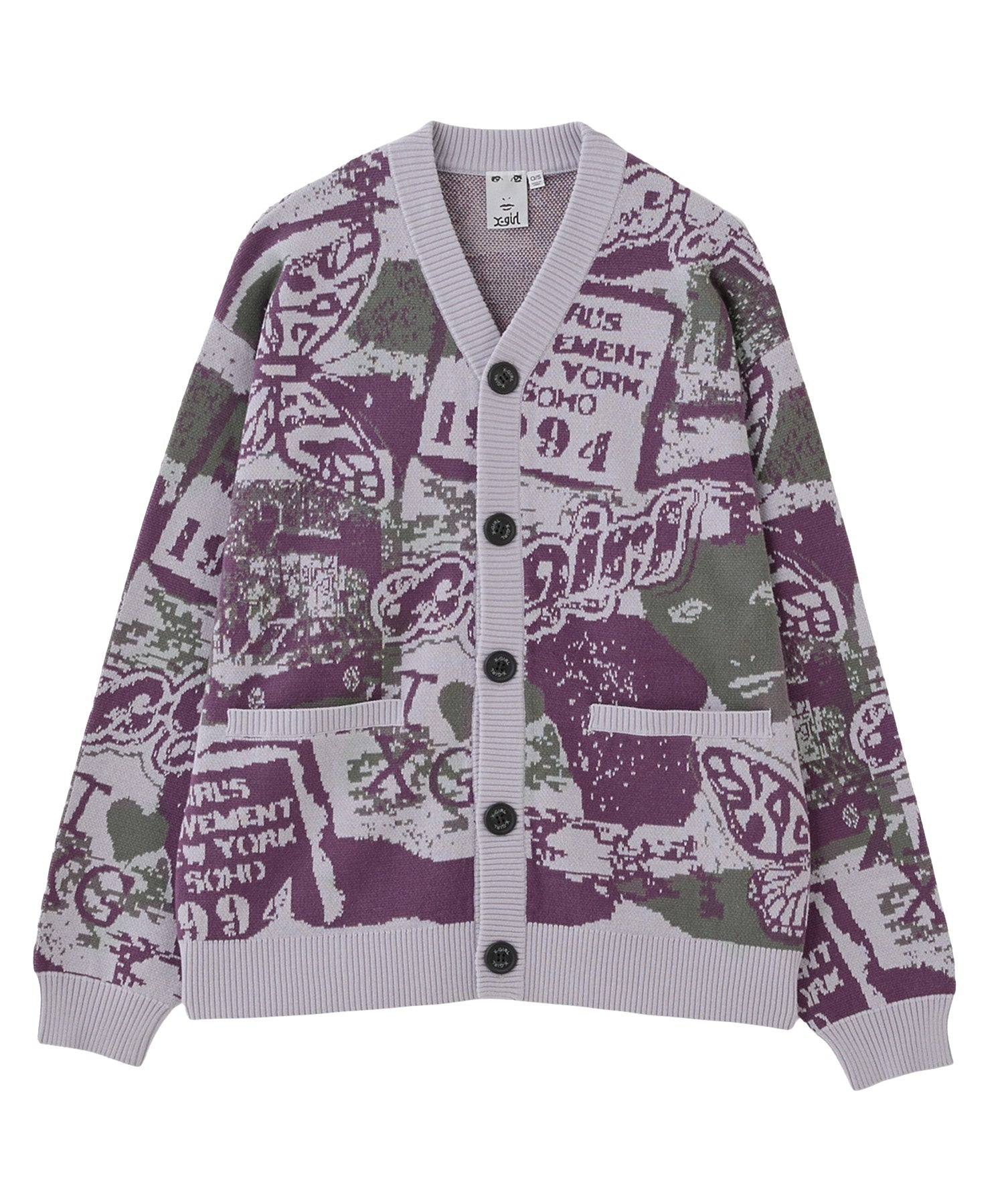 COLLAGE GRAPHIC JACQUARD KNIT CARDIGAN