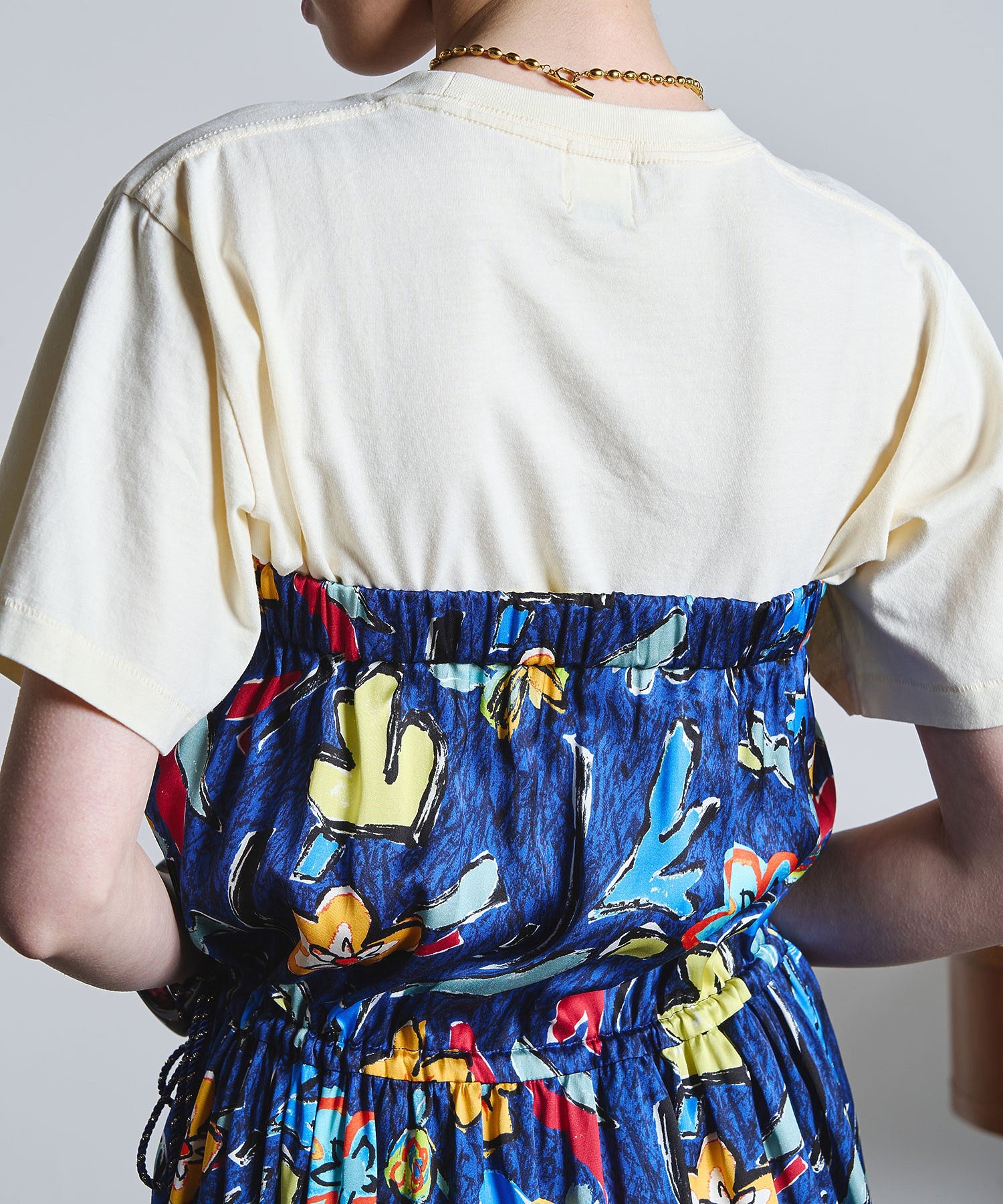 mici/PRINT GATHERED SKIRT