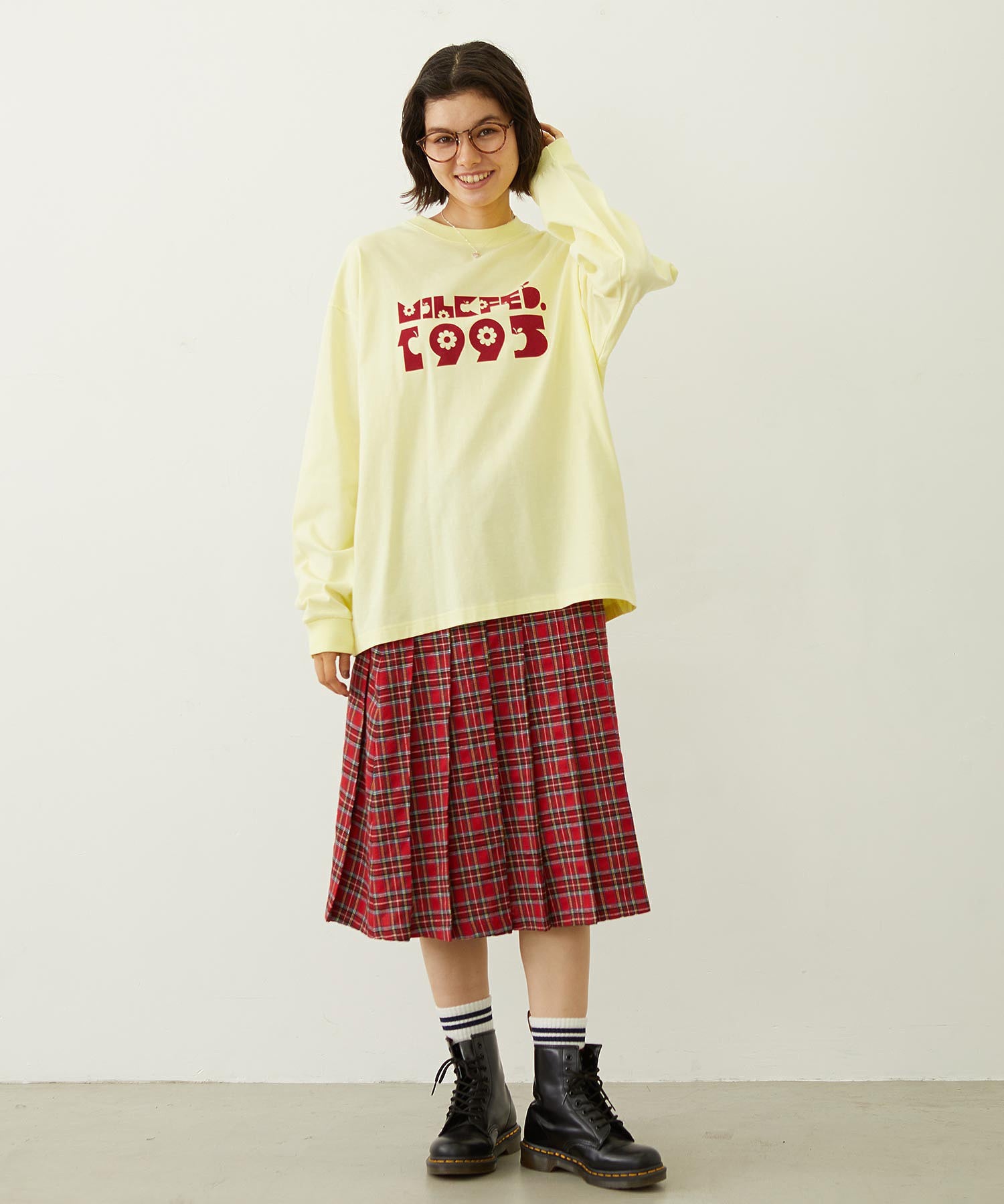 APPLE LOGO FLOCK PRINT L/S TEE