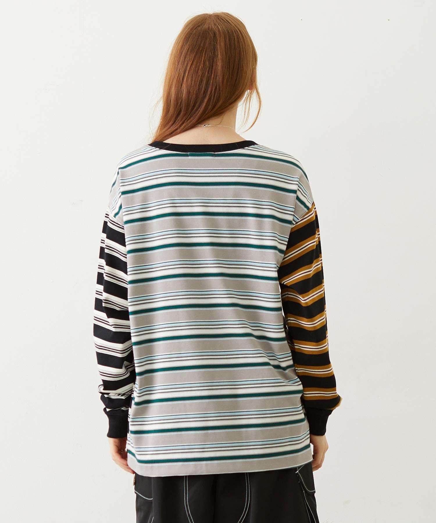 THREE PATTERN STRIPE L/S TOP