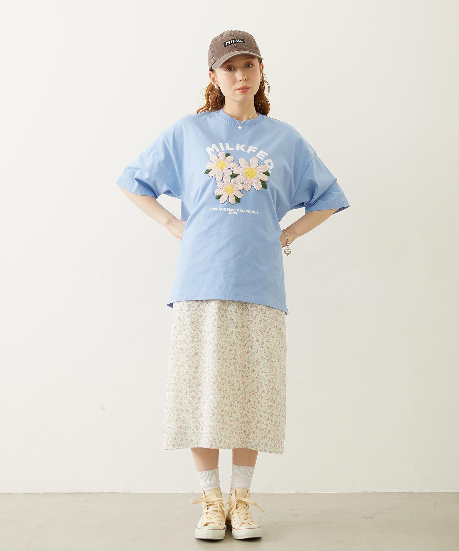 FLOWER SAGARA EMBROIDERY WIDE S/S TEE