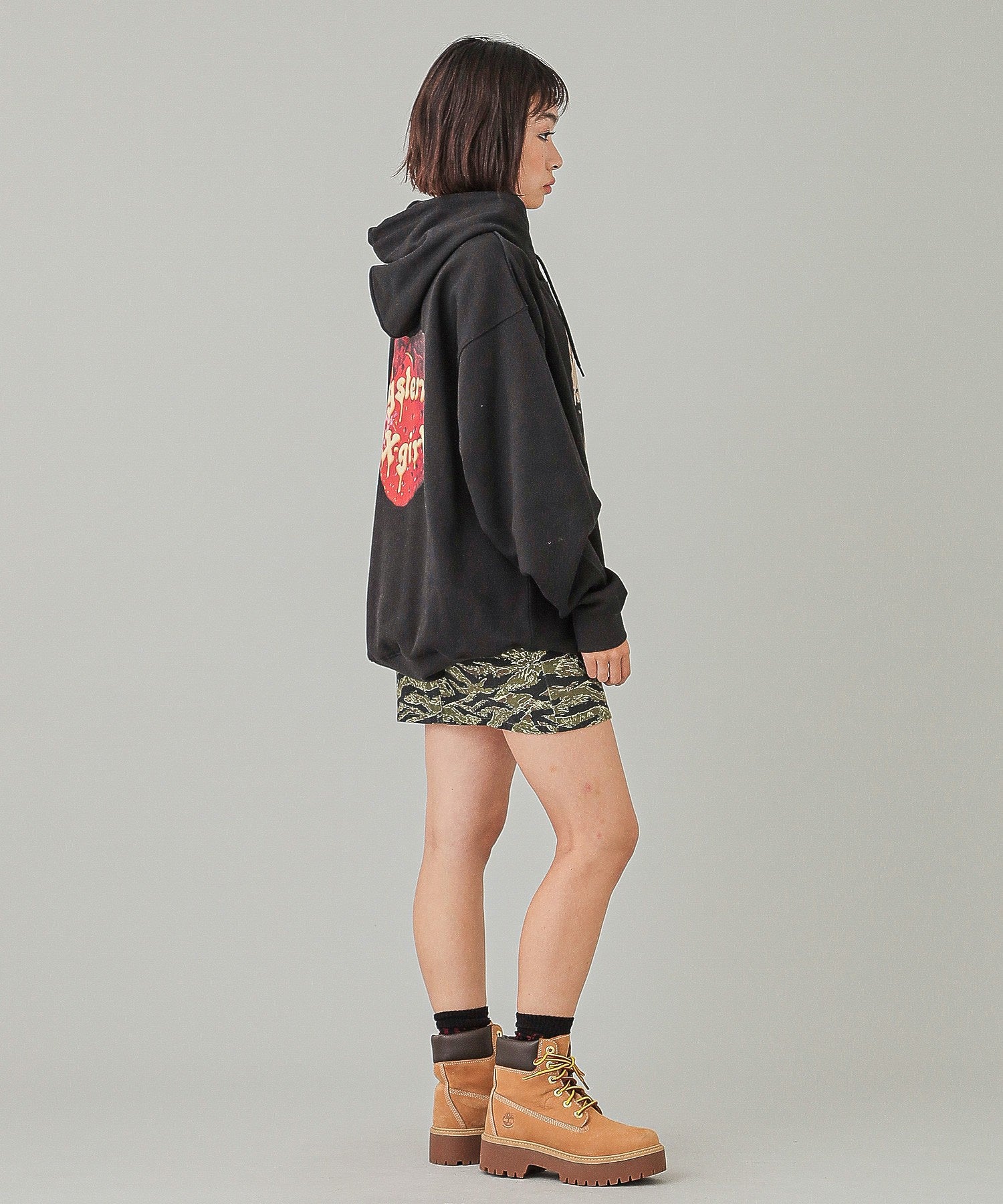 X-girl x HYSTERIC GLAMOUR SCULL AND BERRY HOODIE