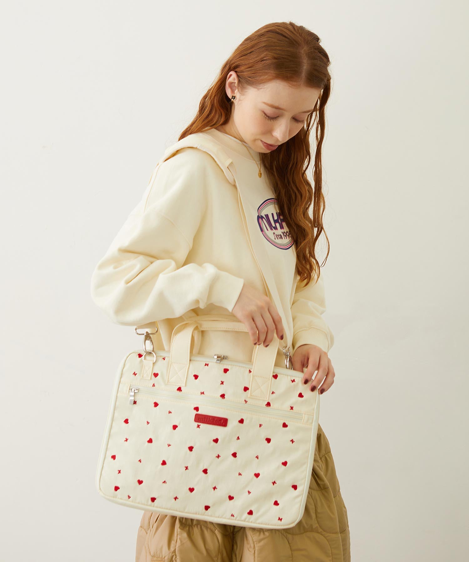 HEART EMBROIDERY PC BAG MILKFED.