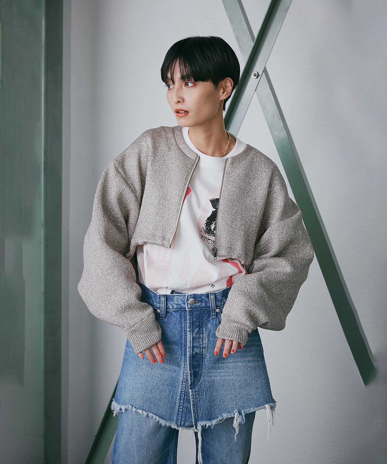 ラメニットブルゾン