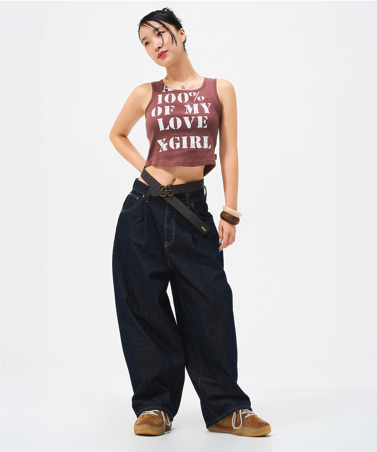 X-girl x Lee TUCK WIDE DENIM PANTS