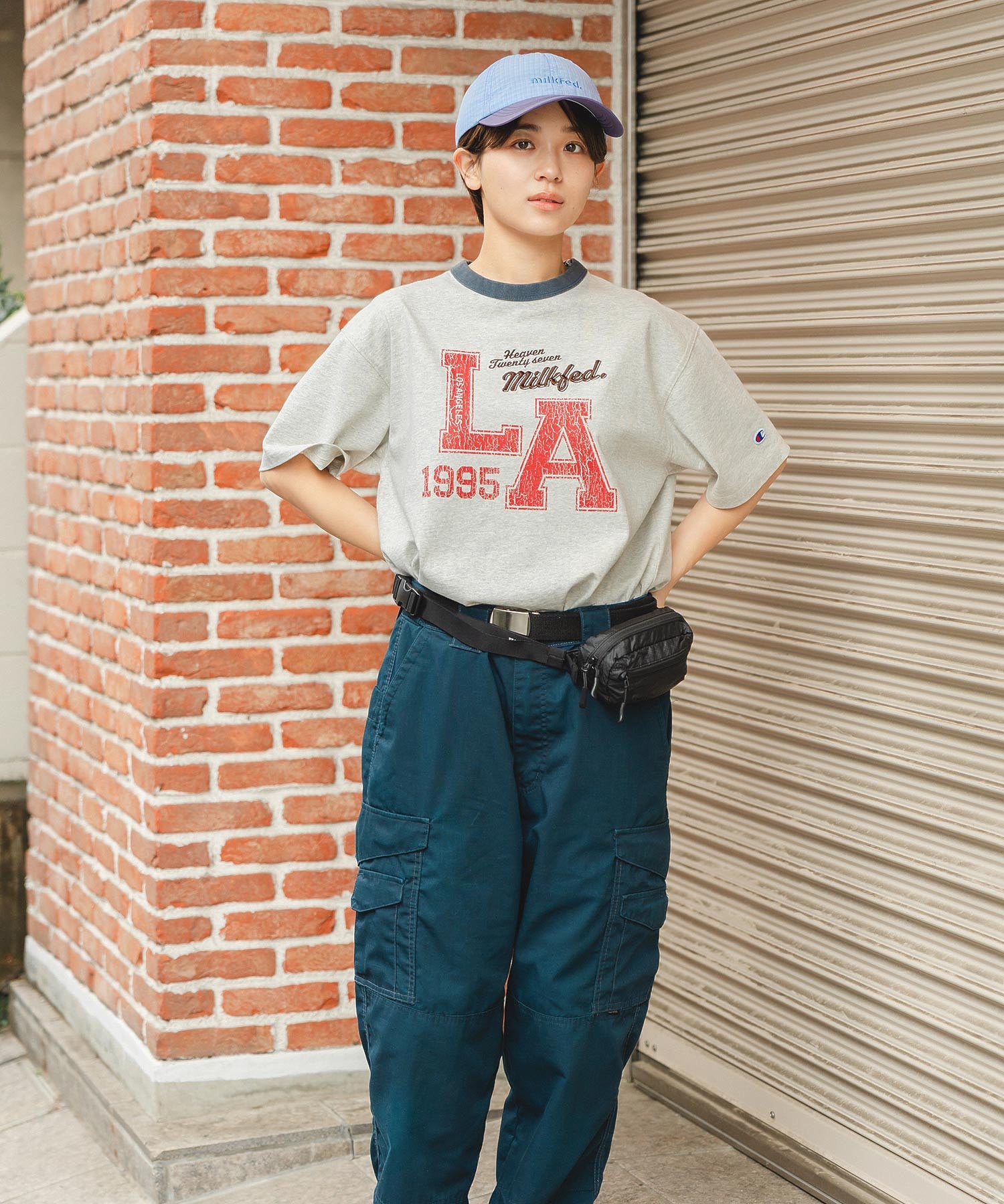 MILKFED.×CHAMPION LA LOGO S/S TEE