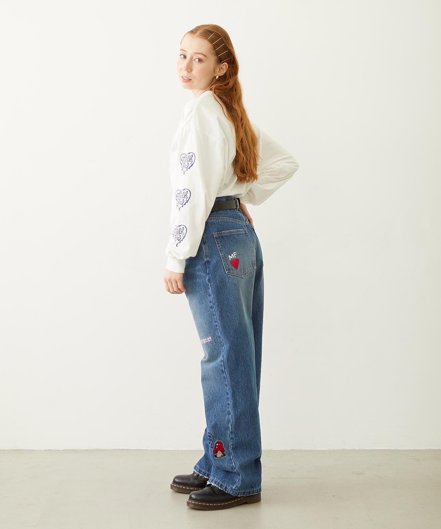 DOODLE EMBROIDERED DENIM PANTS
