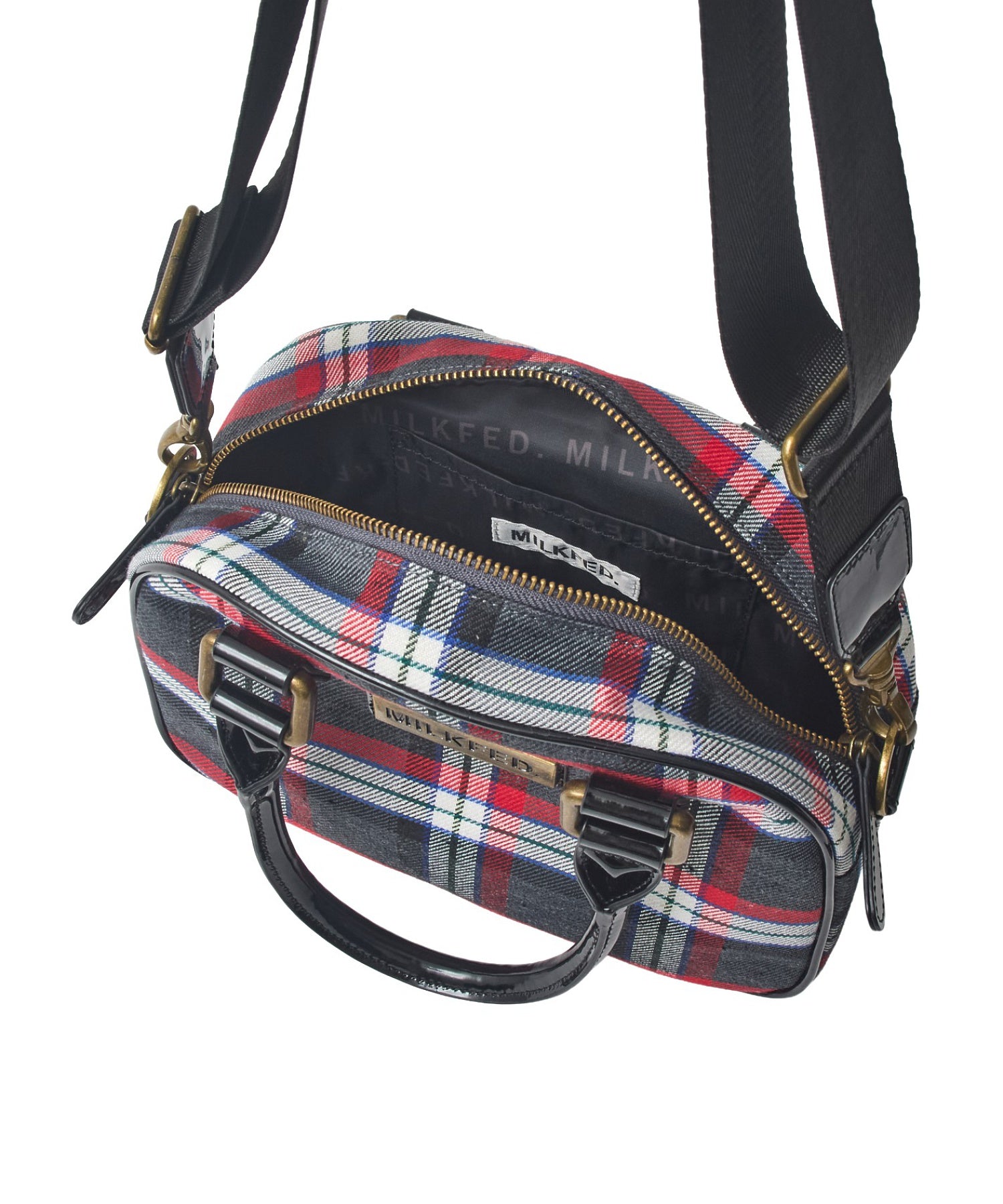 PLAID PATTERN BOSTON BAG