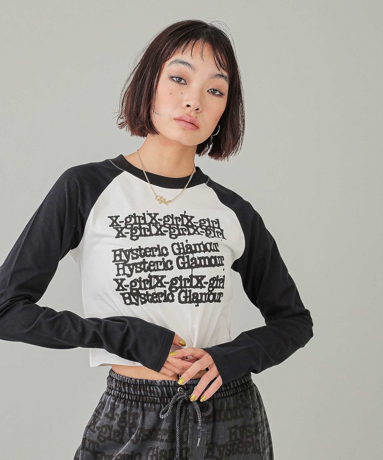 X-girl x HYSTERIC GLAMOUR L/S RAGLAN COMPACT TOP