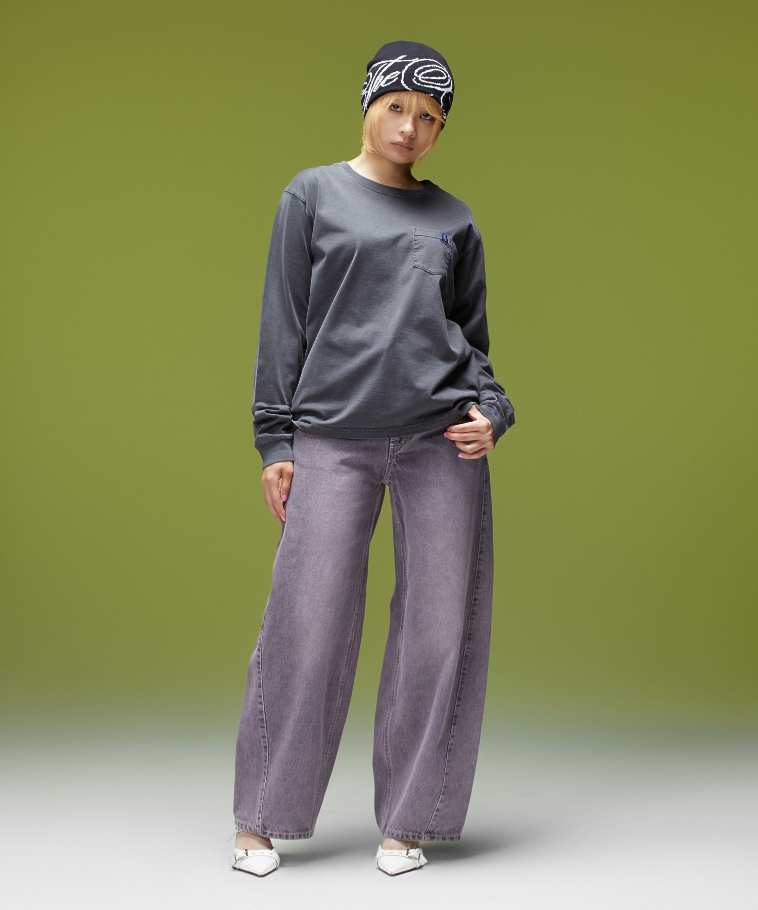 LOGO MARK STITCHED DENIM PANTS