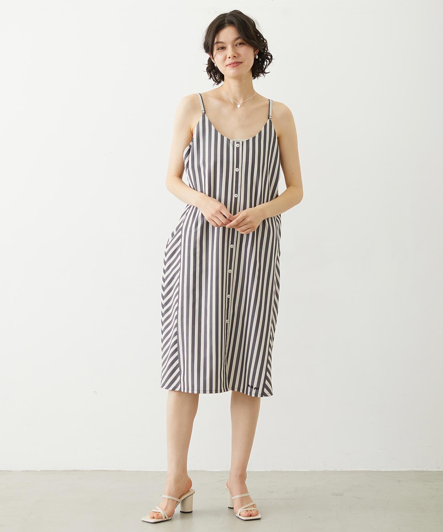 BIAS-CUT STRIPED CAMI DRESS