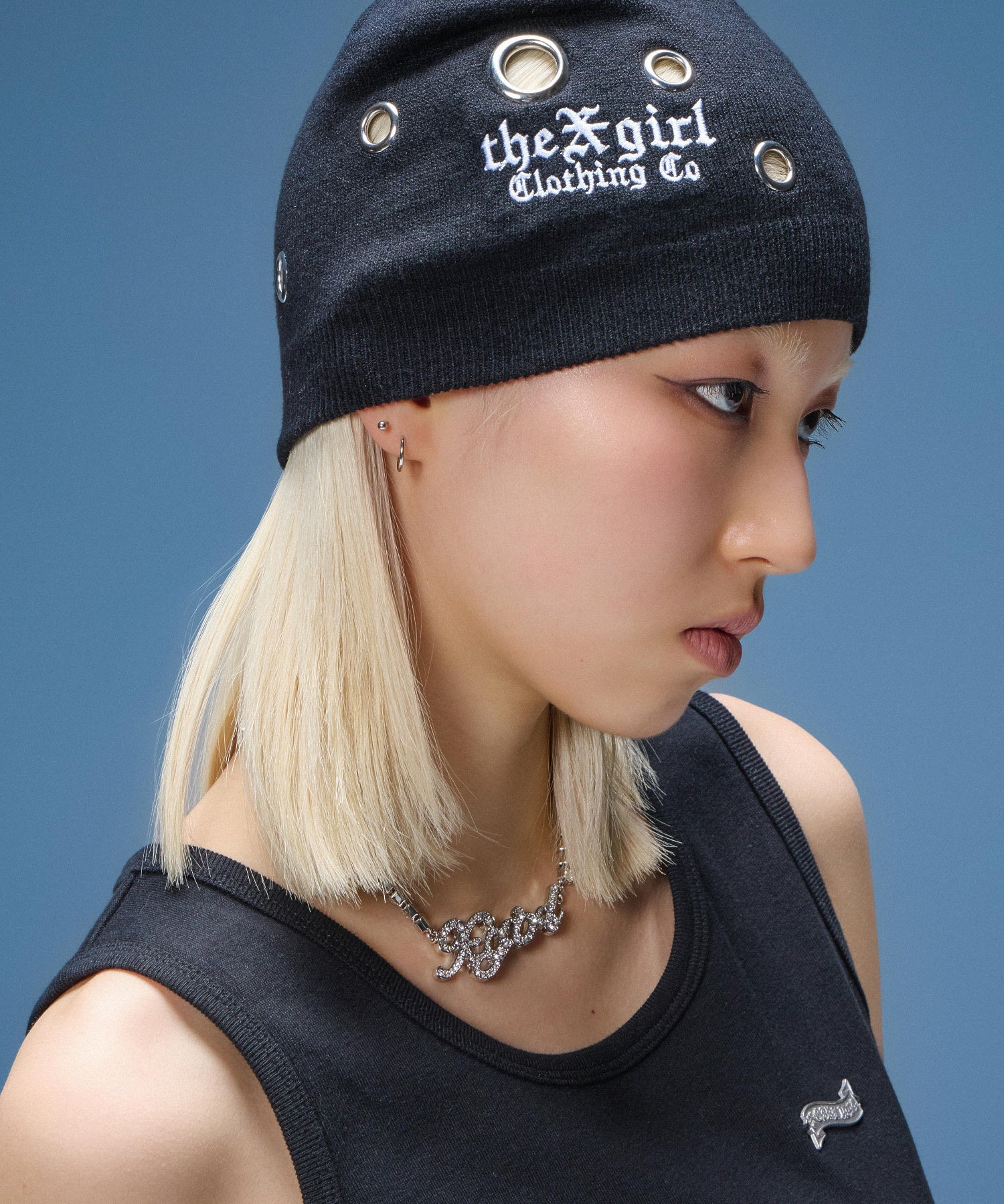 RHINESTONE CURSIVE LOGO NECKLACE