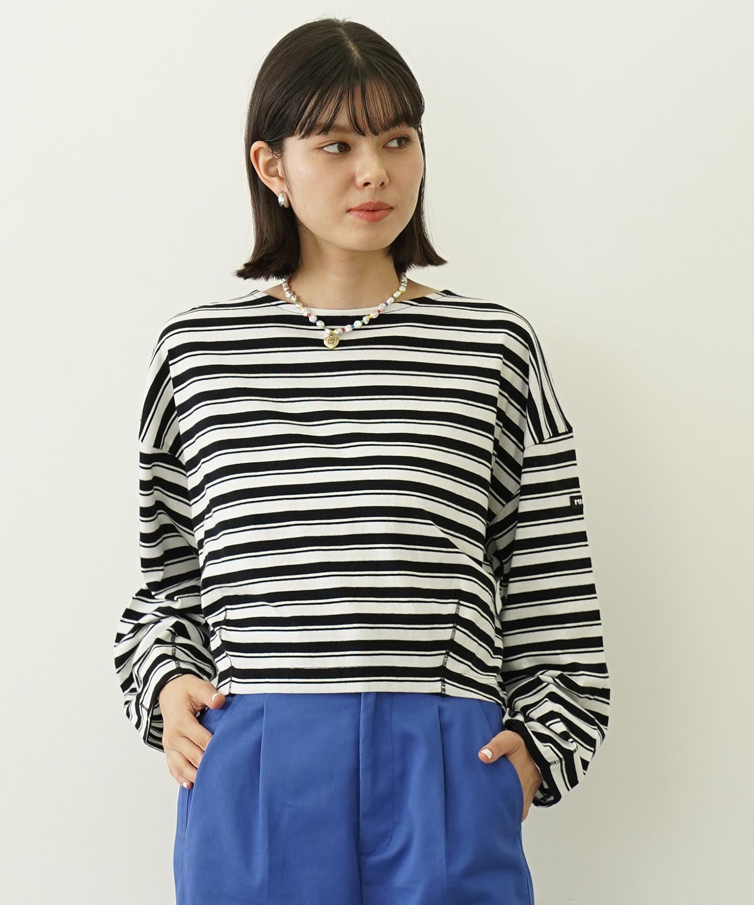 TUCK STRIPE L/S TOP