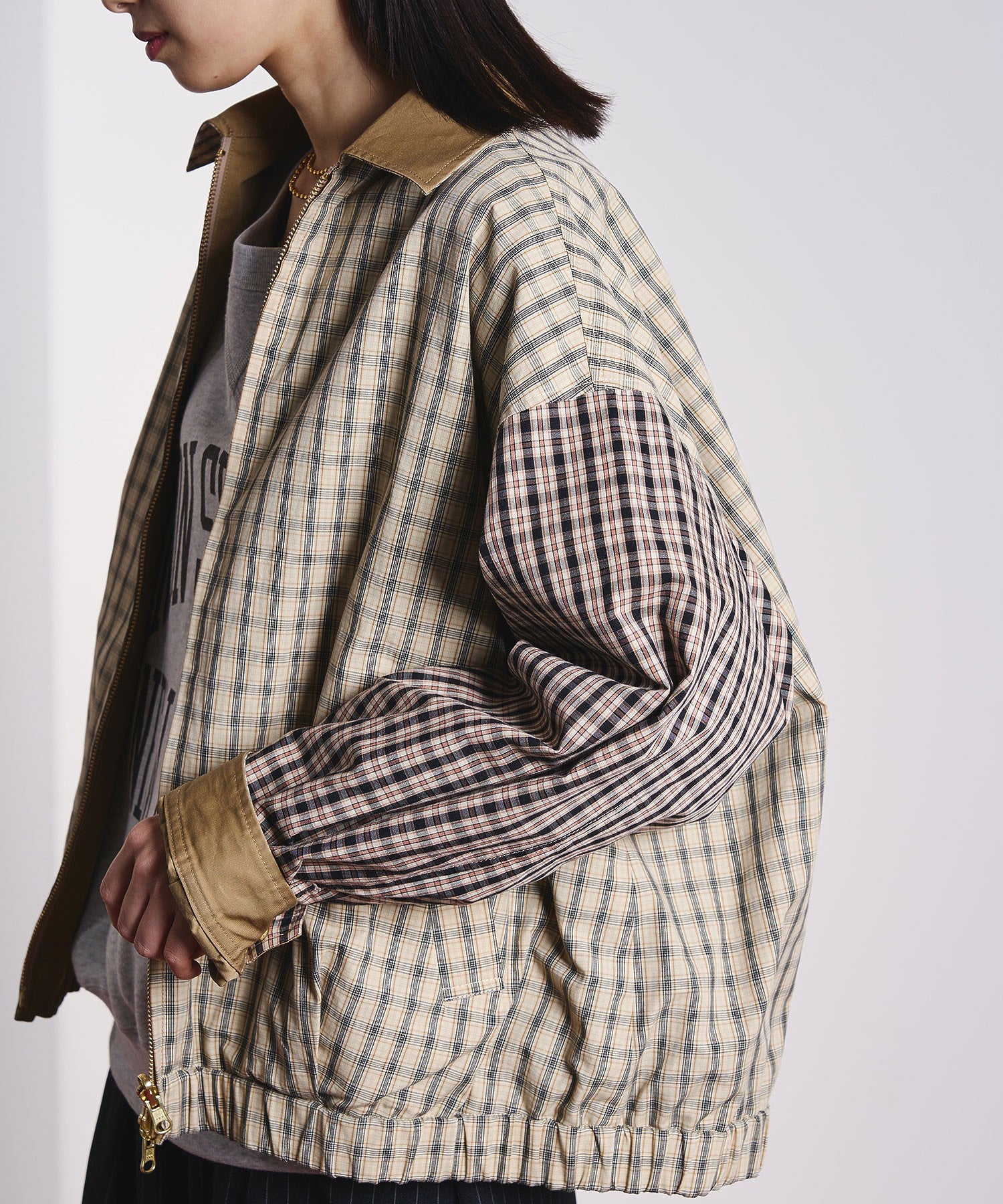 CREOLME/REVERSIBLE CHECK JACKET