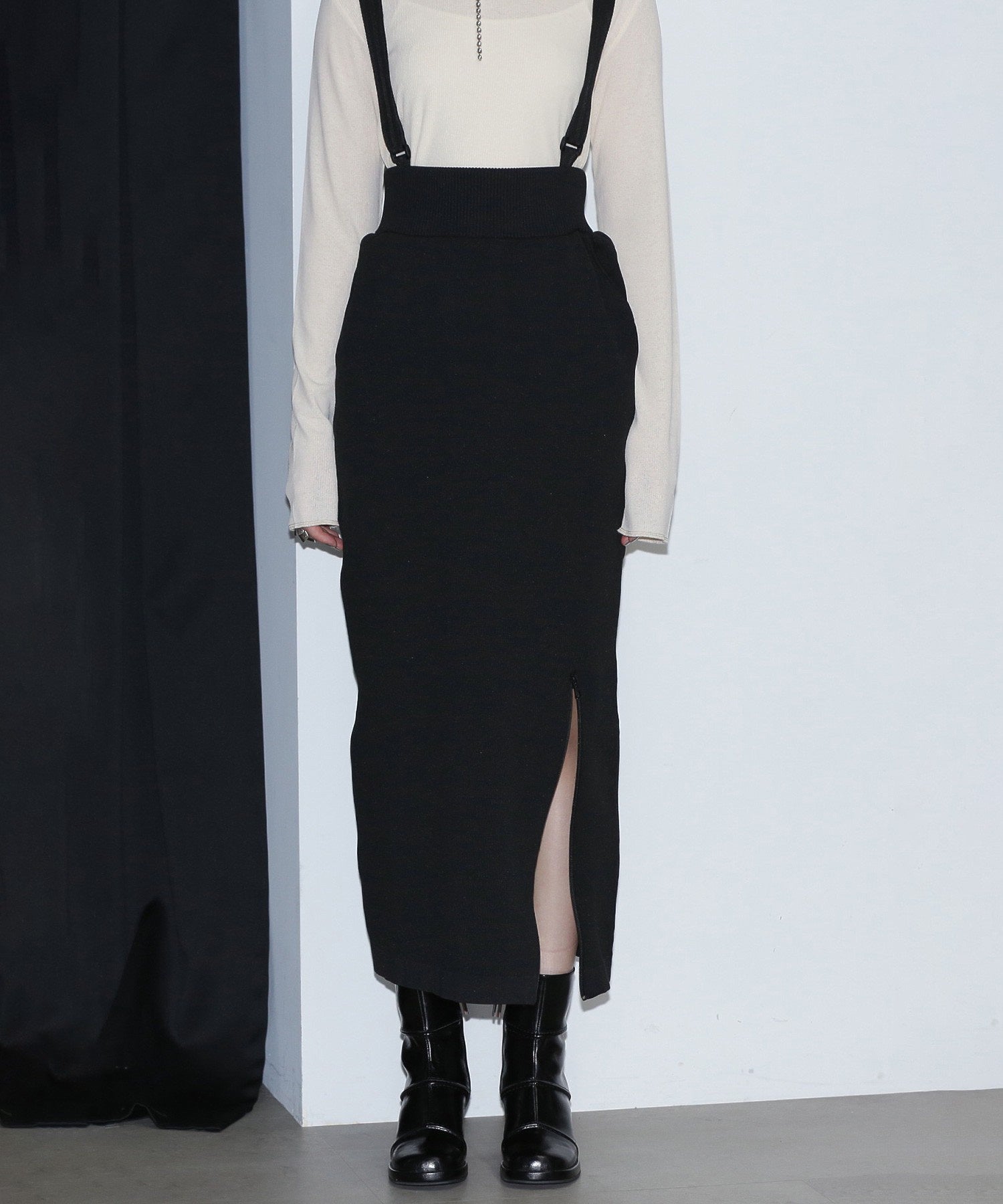 GENE HEAVENS/サウザンドマイル コラボレーション 2WAYサスペンダーニットスカート