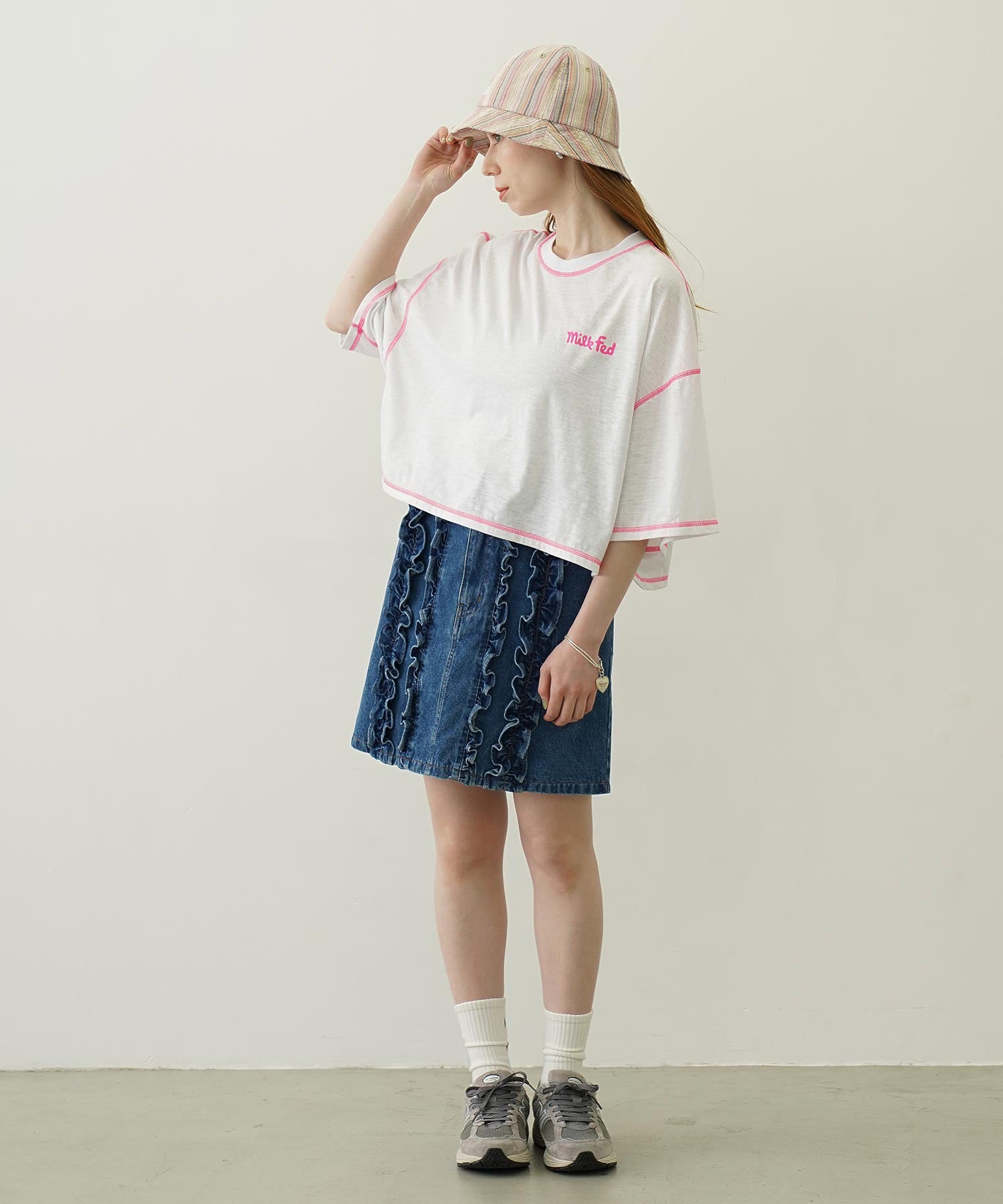 COLOR STITCH WIDE S/S TOP