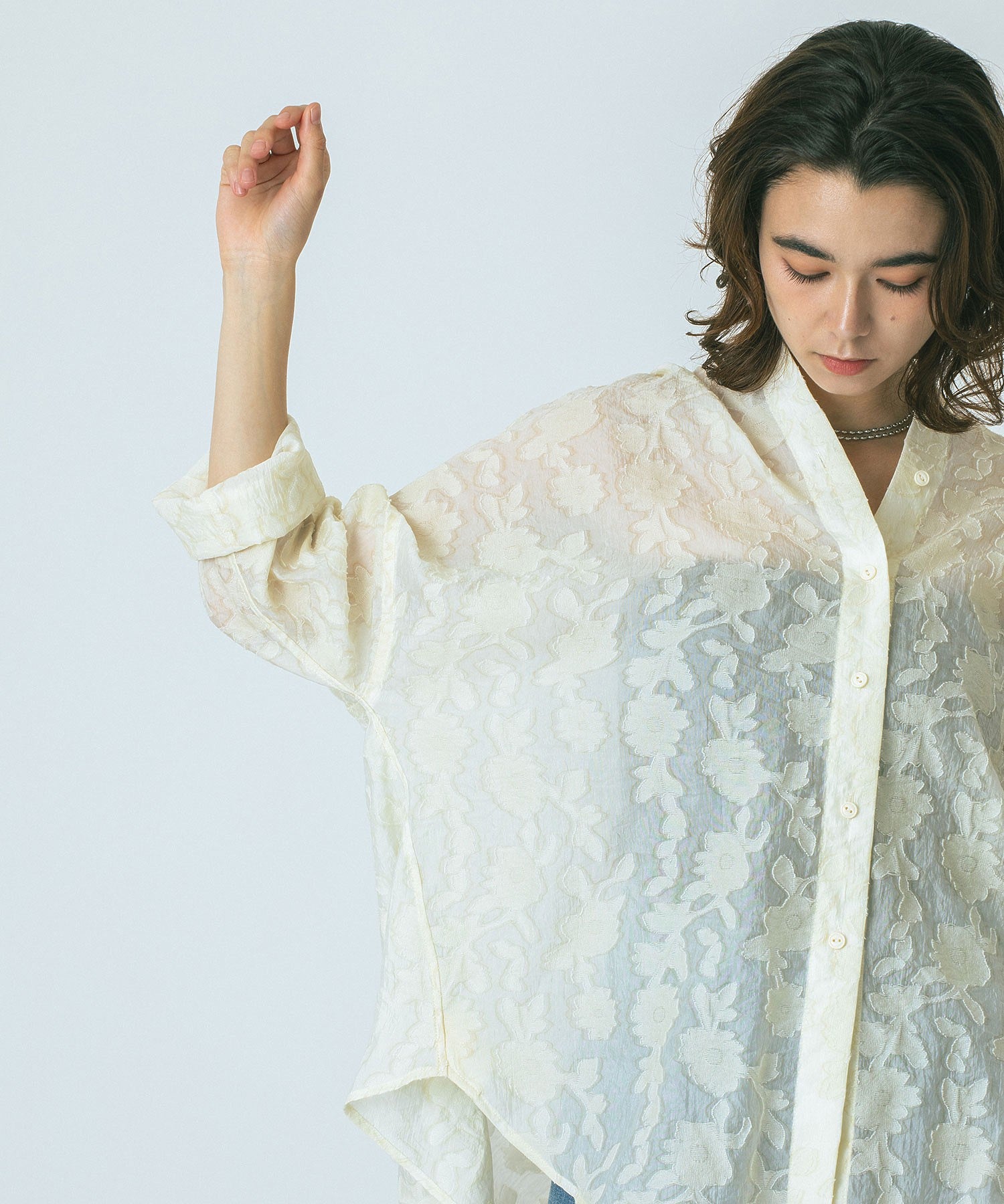 GENE HEAVENS/SHEER LACE WRAP SHIRT
