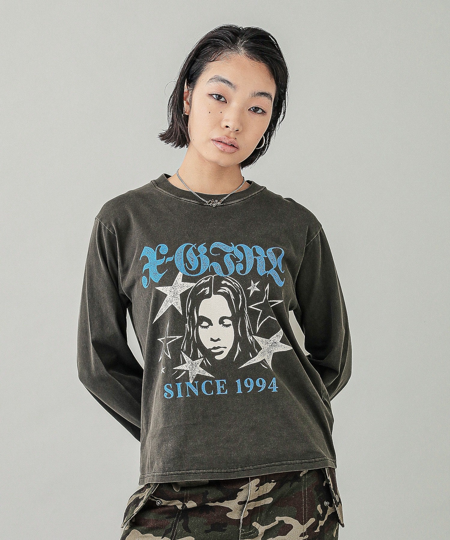 STAR AND FACE LOGO FADED L/S TEE