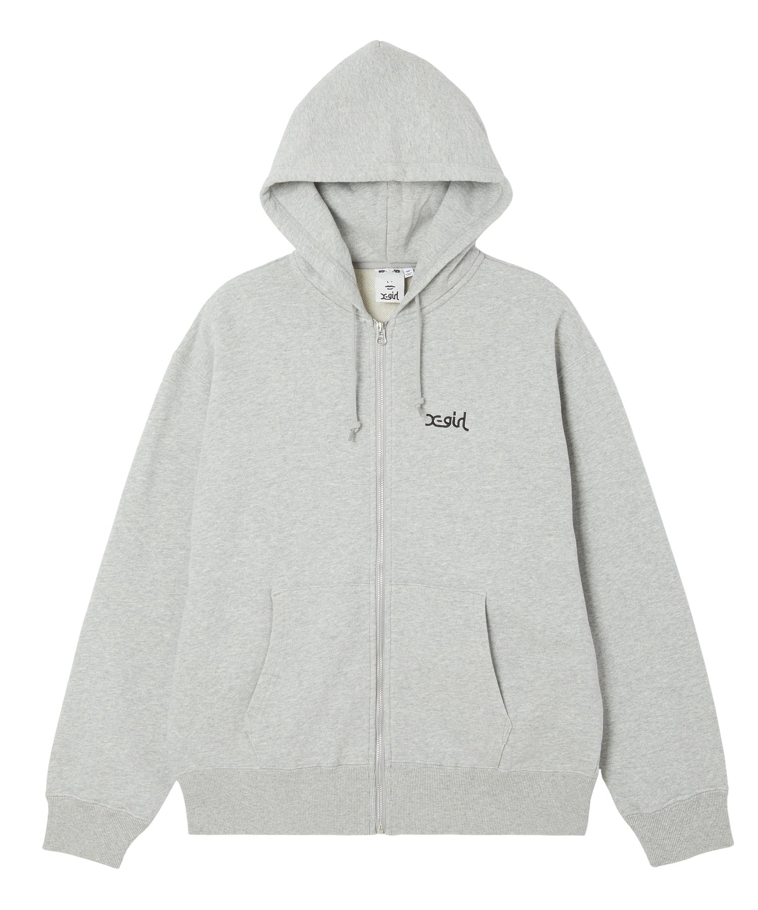 PLAID PATTERN FACE PATCH ZIP UP SWEAT HOODIE