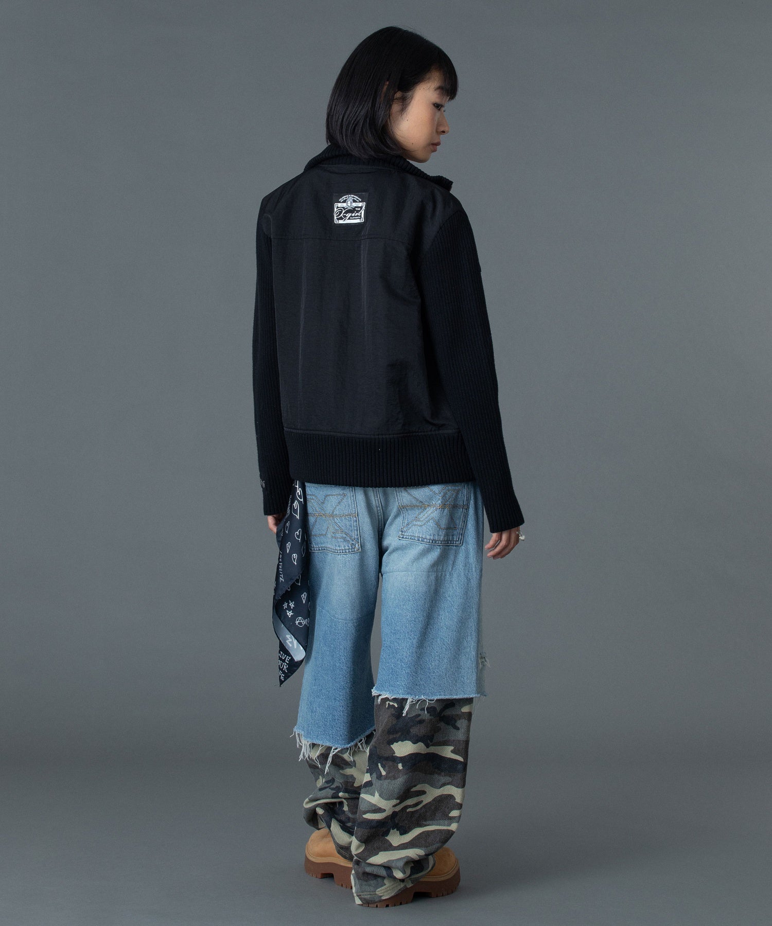 RIBBED SLEEVE WOVEN JACKET