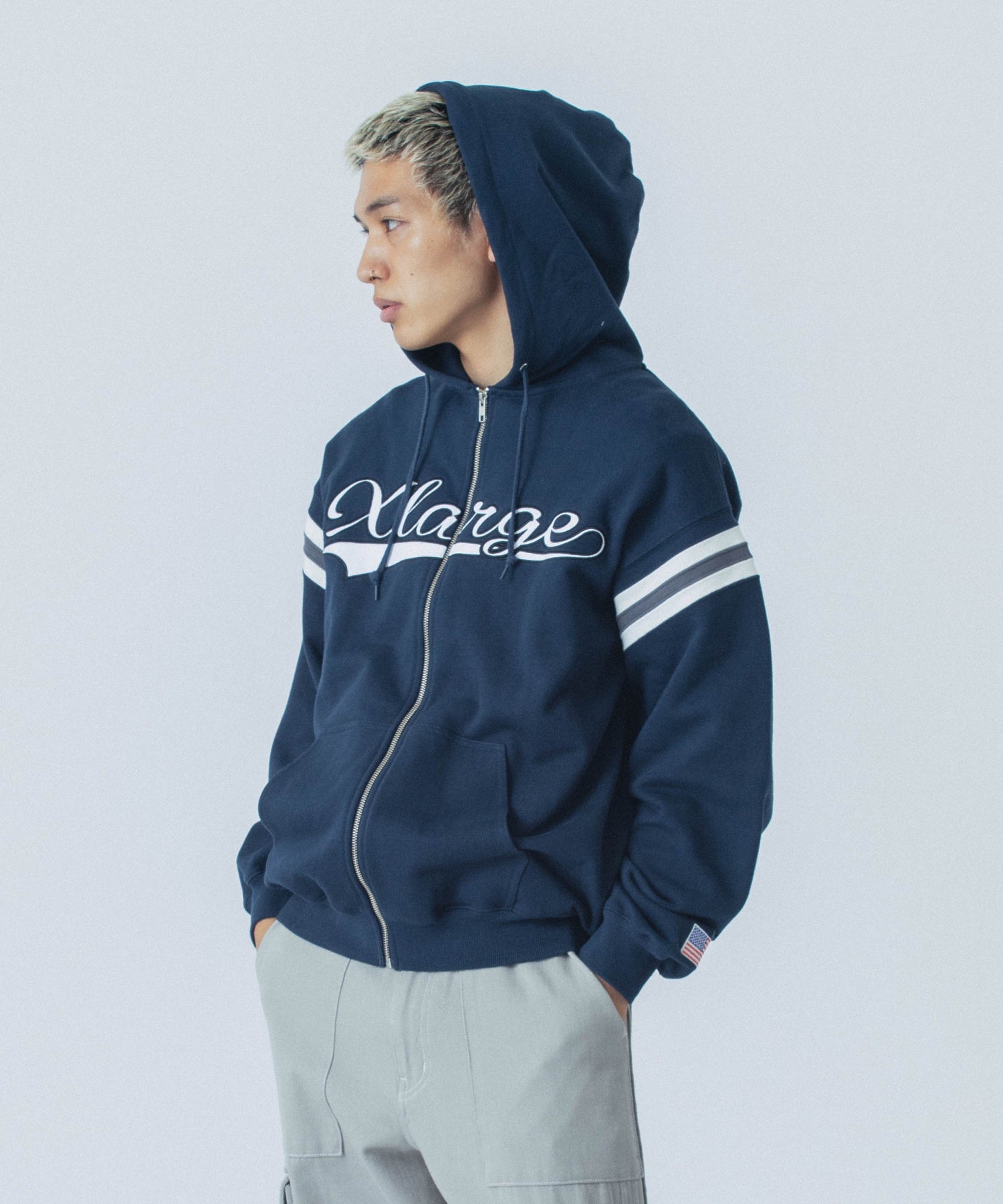 LINE ZIP UP HOODED SWEATSHIRT