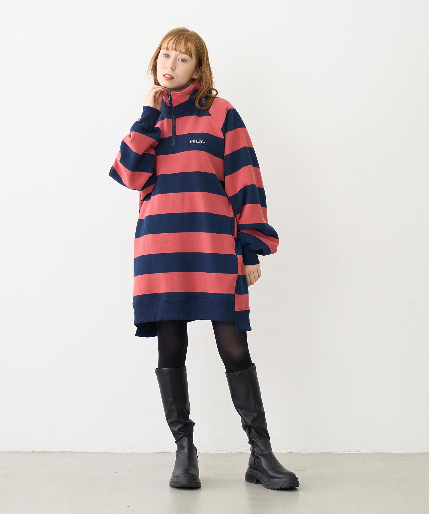 STRIPED TUNIC SWEATSHIRT