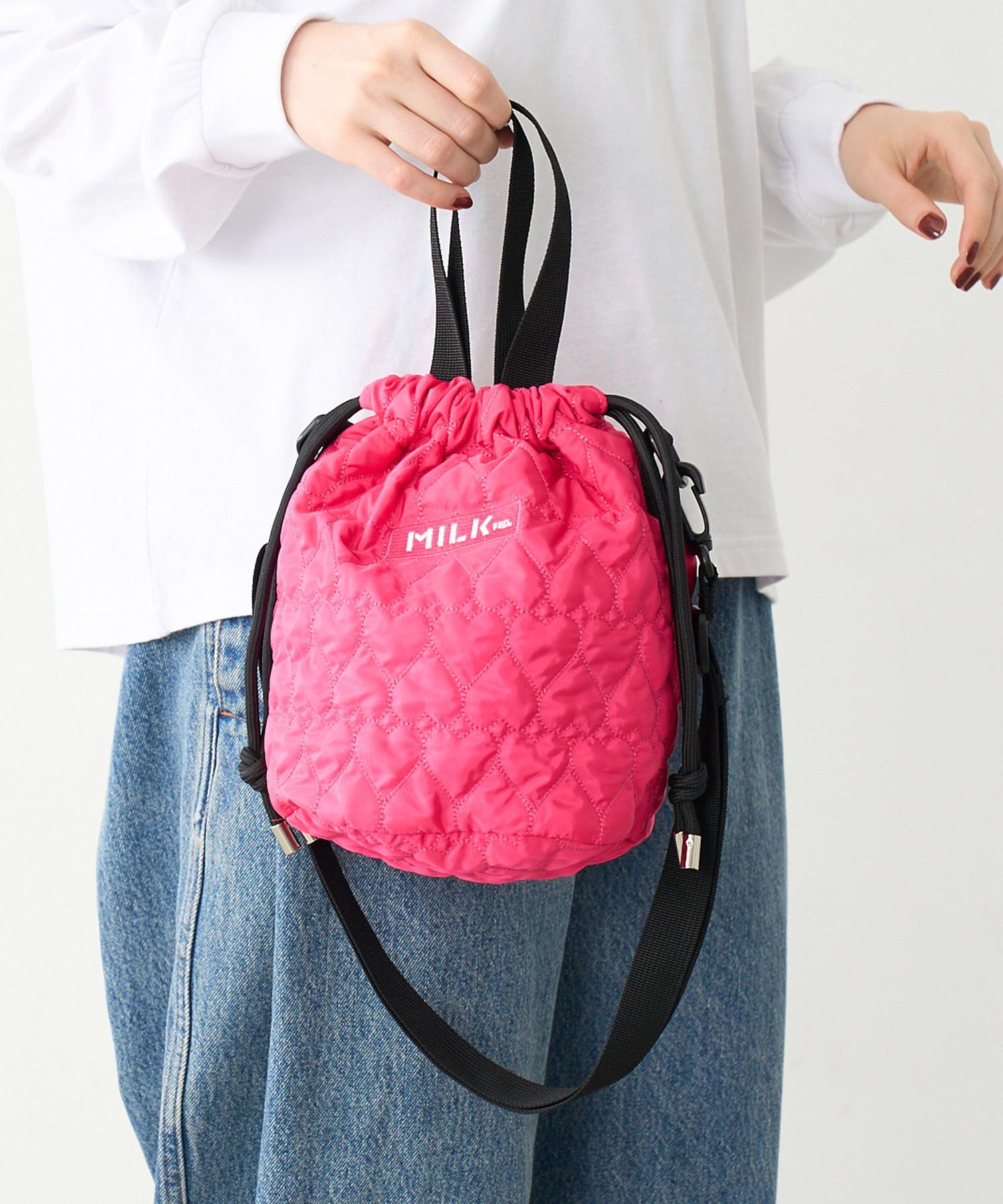 HEART QUILTED SHOULDER BAG