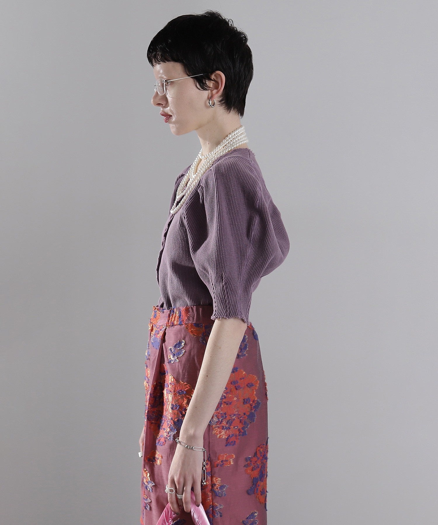 mici/ボリュームスリーブワッフルトップス