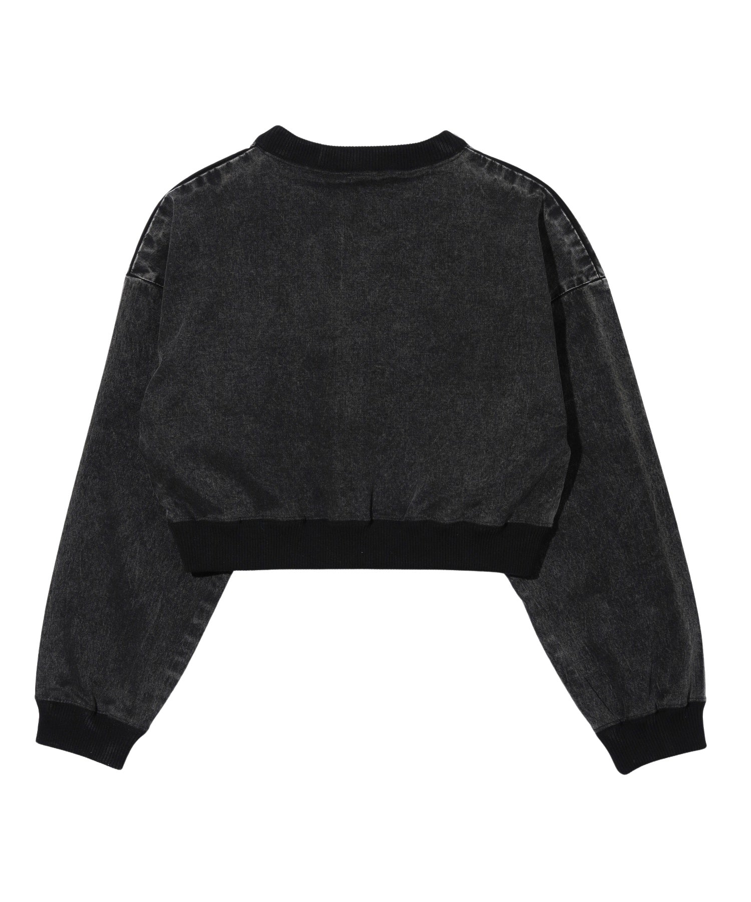 WOVEN CROPPED CREWNECK TOP