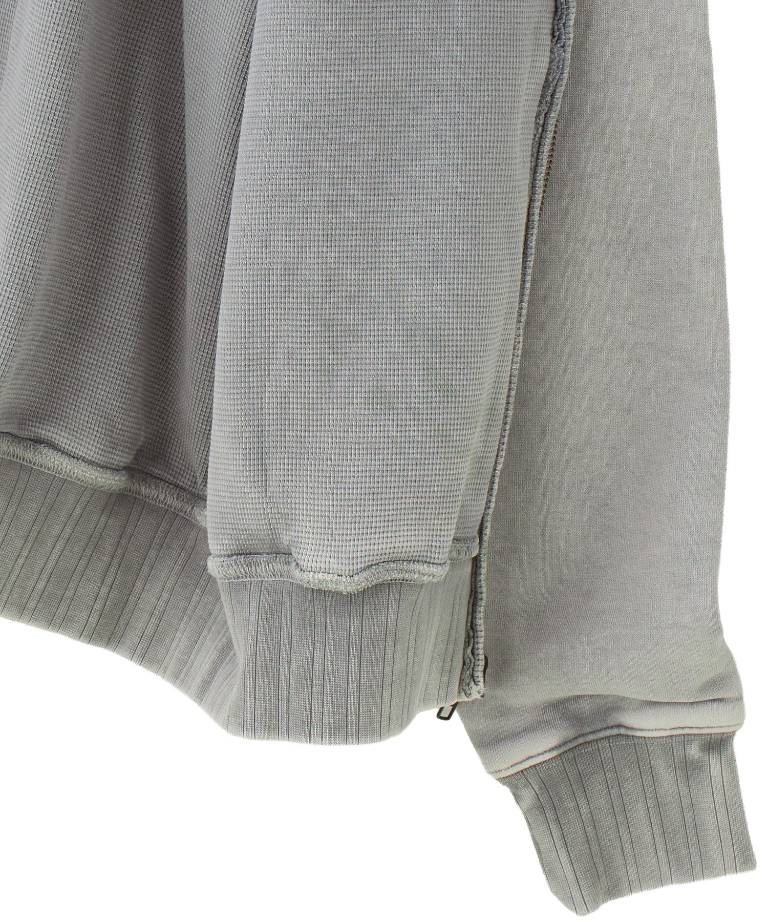 BLEACHED LOGO PATCH ZIP UP SWEAT HOODIE