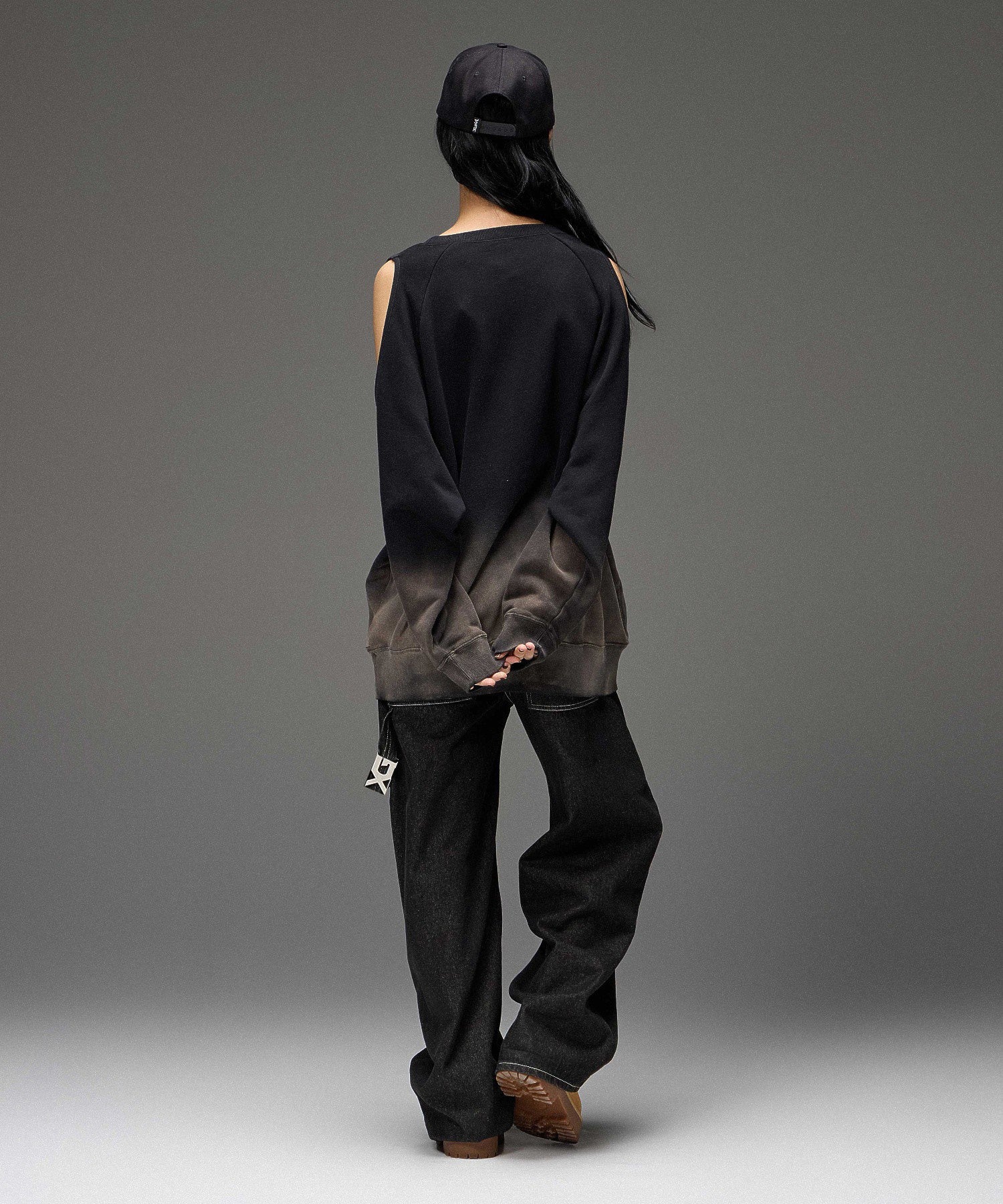 LOOP WITH BUCKLE WIDE LEG DENIM PANTS