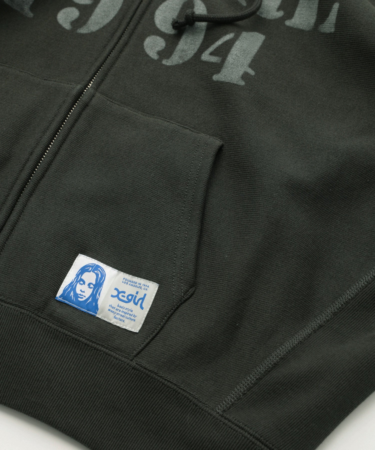 X-girl × Champion REVERSE WEAVE STENCIL LOGO ZIP UP HOODIE