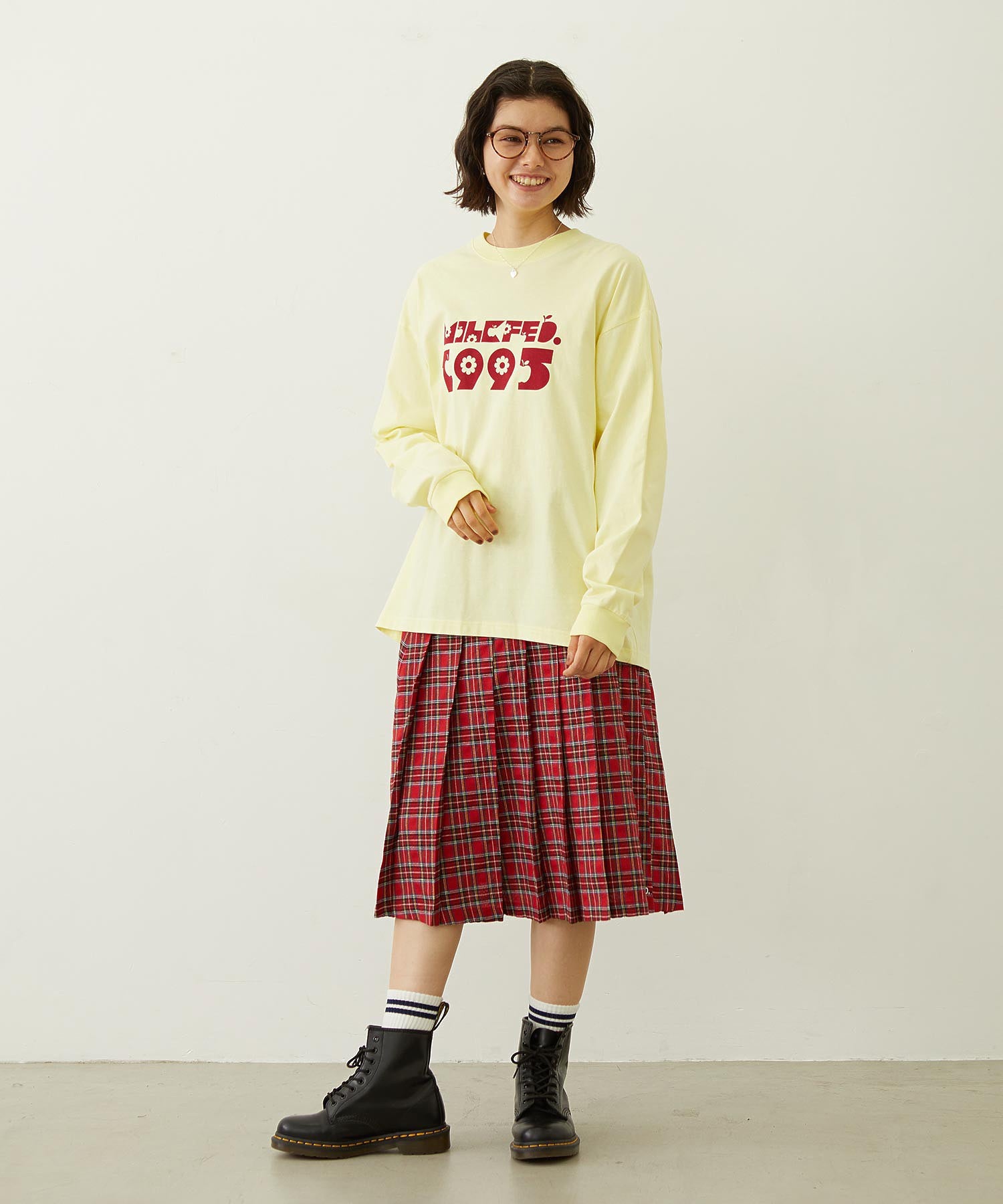 APPLE LOGO FLOCK PRINT L/S TEE