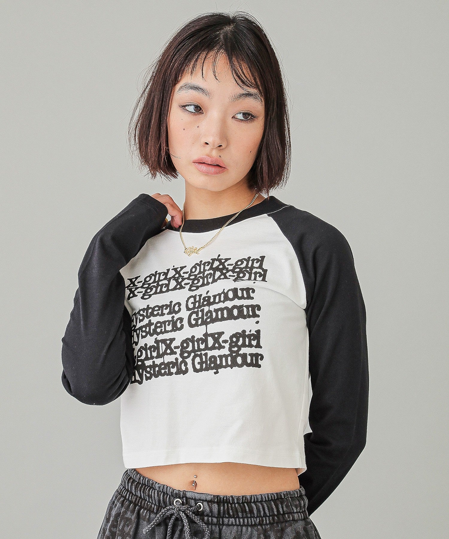 X-girl x HYSTERIC GLAMOUR L/S RAGLAN COMPACT TOP