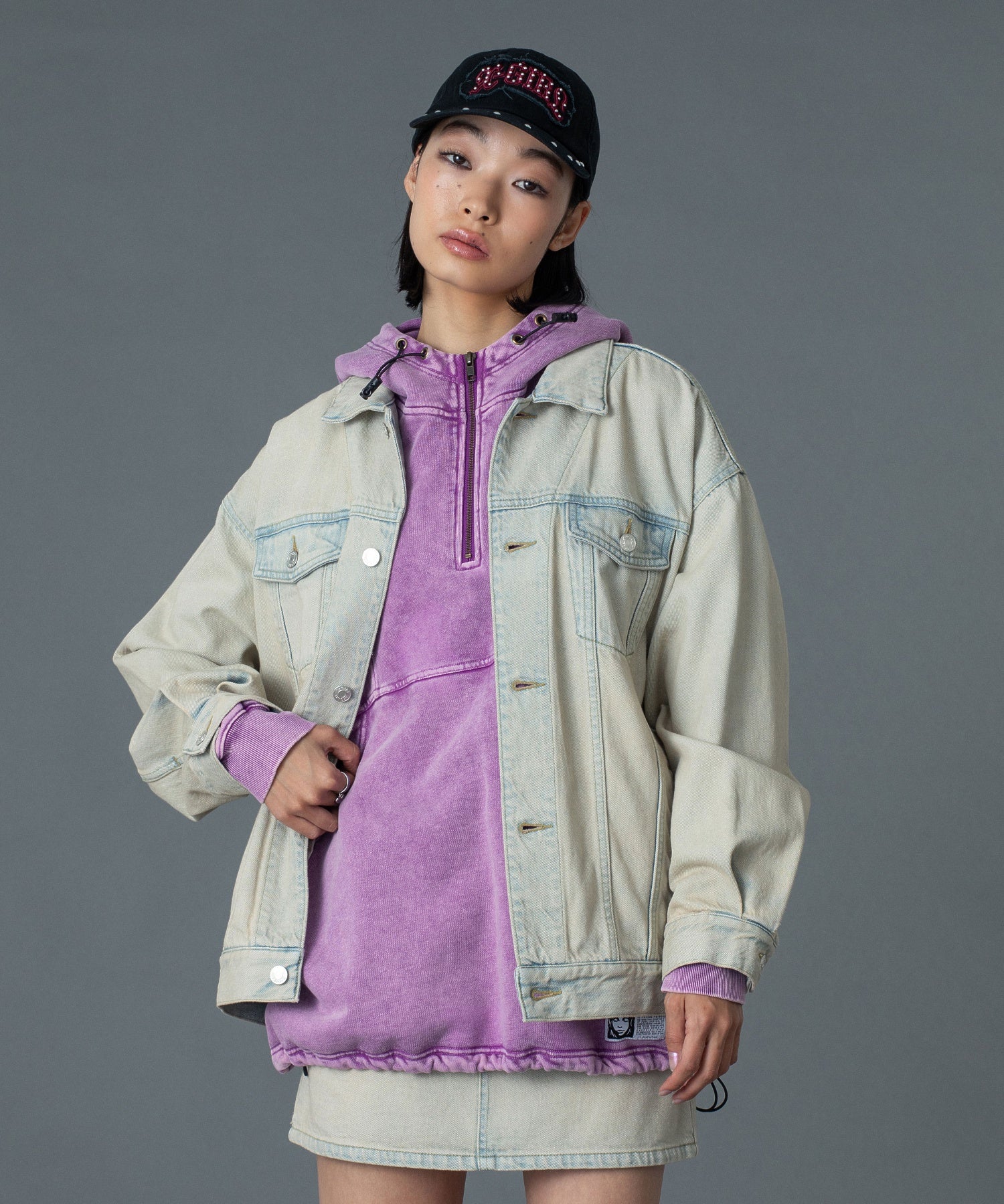 FADED FACE LABEL ANORAK SWEAT HOODIE