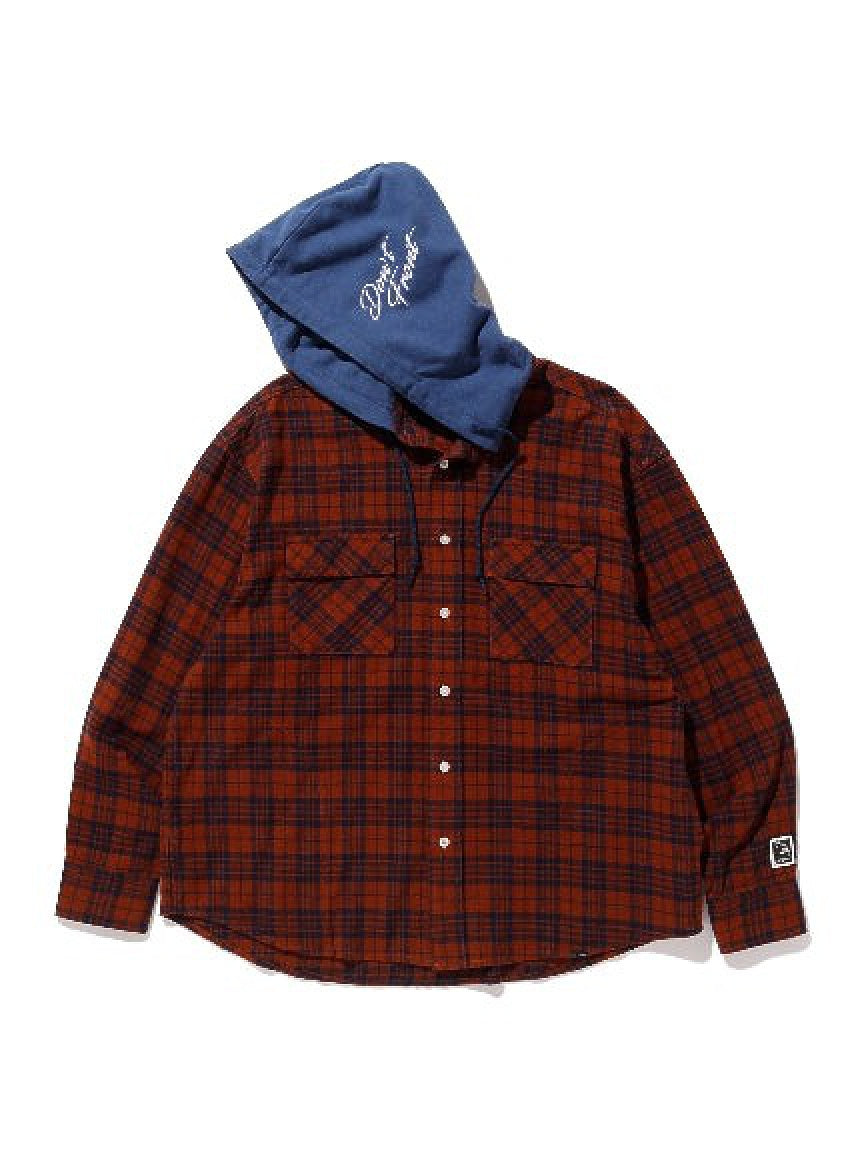 L/S HOODED FLANNEL CHECK SHIRT XLARGE