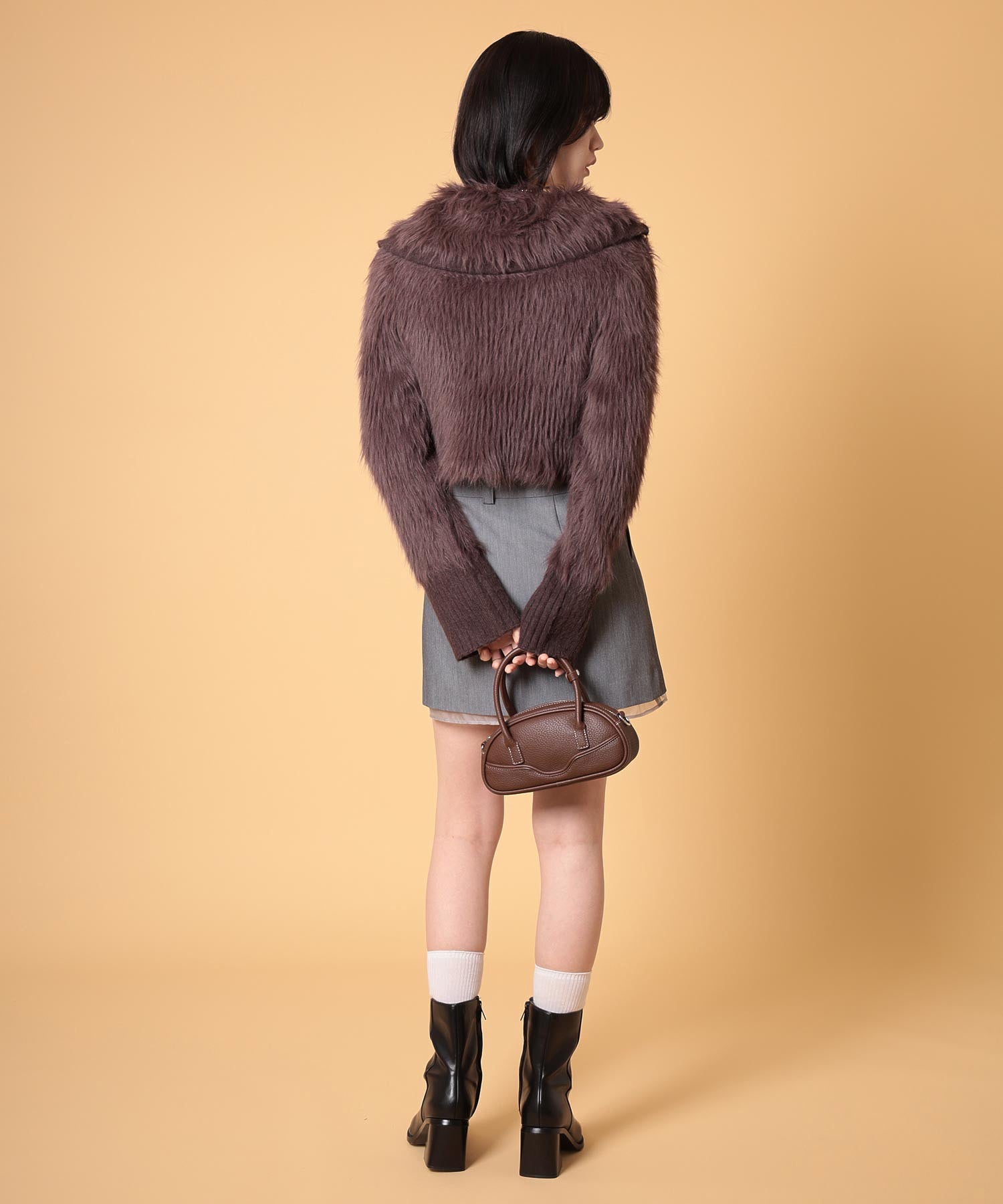 ビッグカラーシャギーニットカーディガン