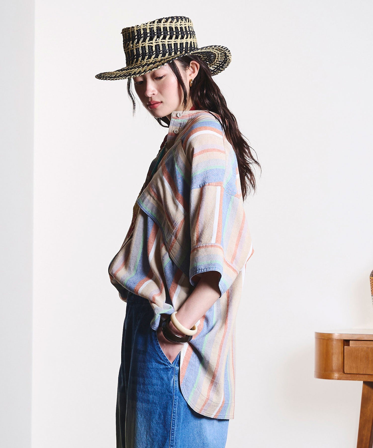 GENE HEAVENS/PANEL STRIPE S/S SHIRT