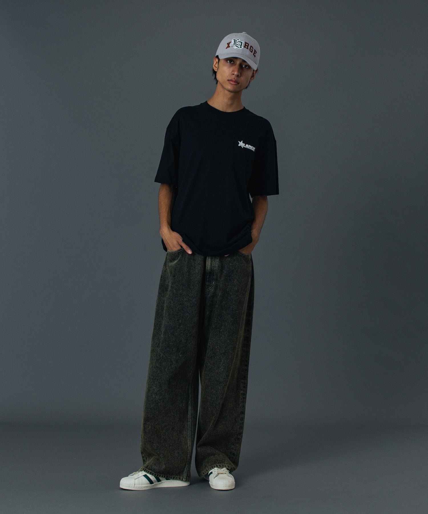 EMBOSSED DENIM PANTS