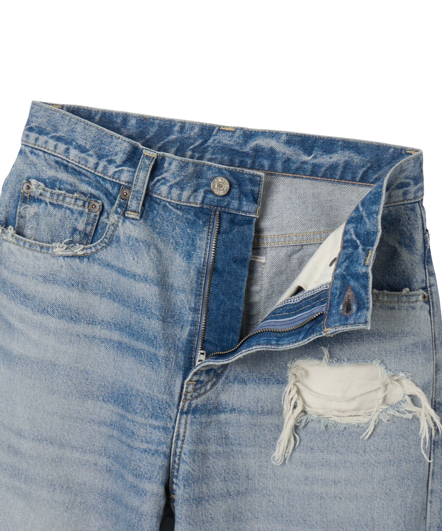 DISTRESSED WIDE LEG JEANS