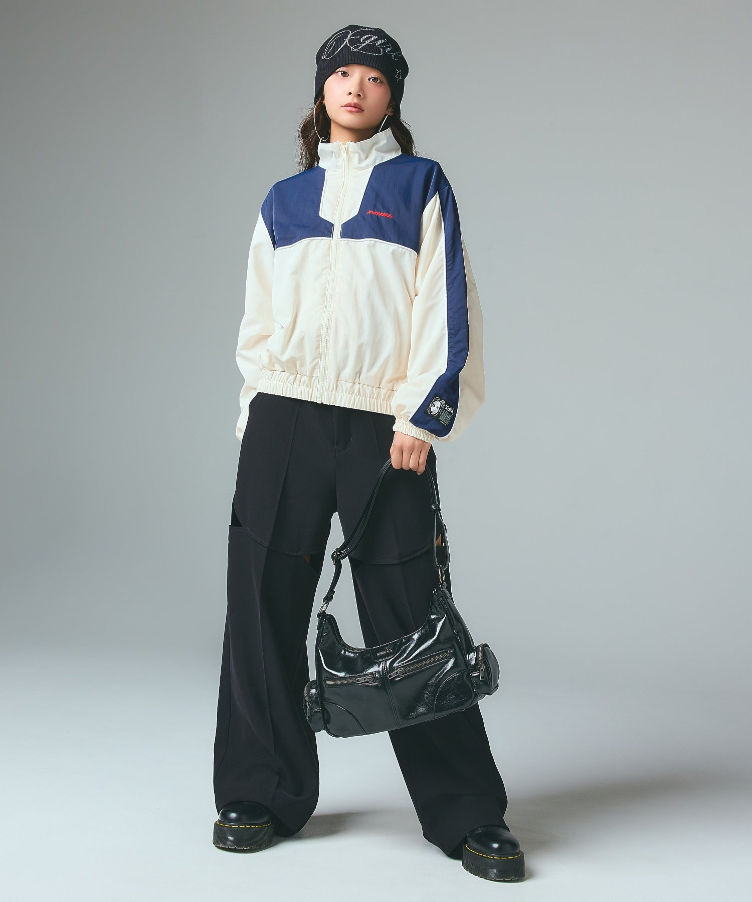 CURVED CUT PANELED PANTS