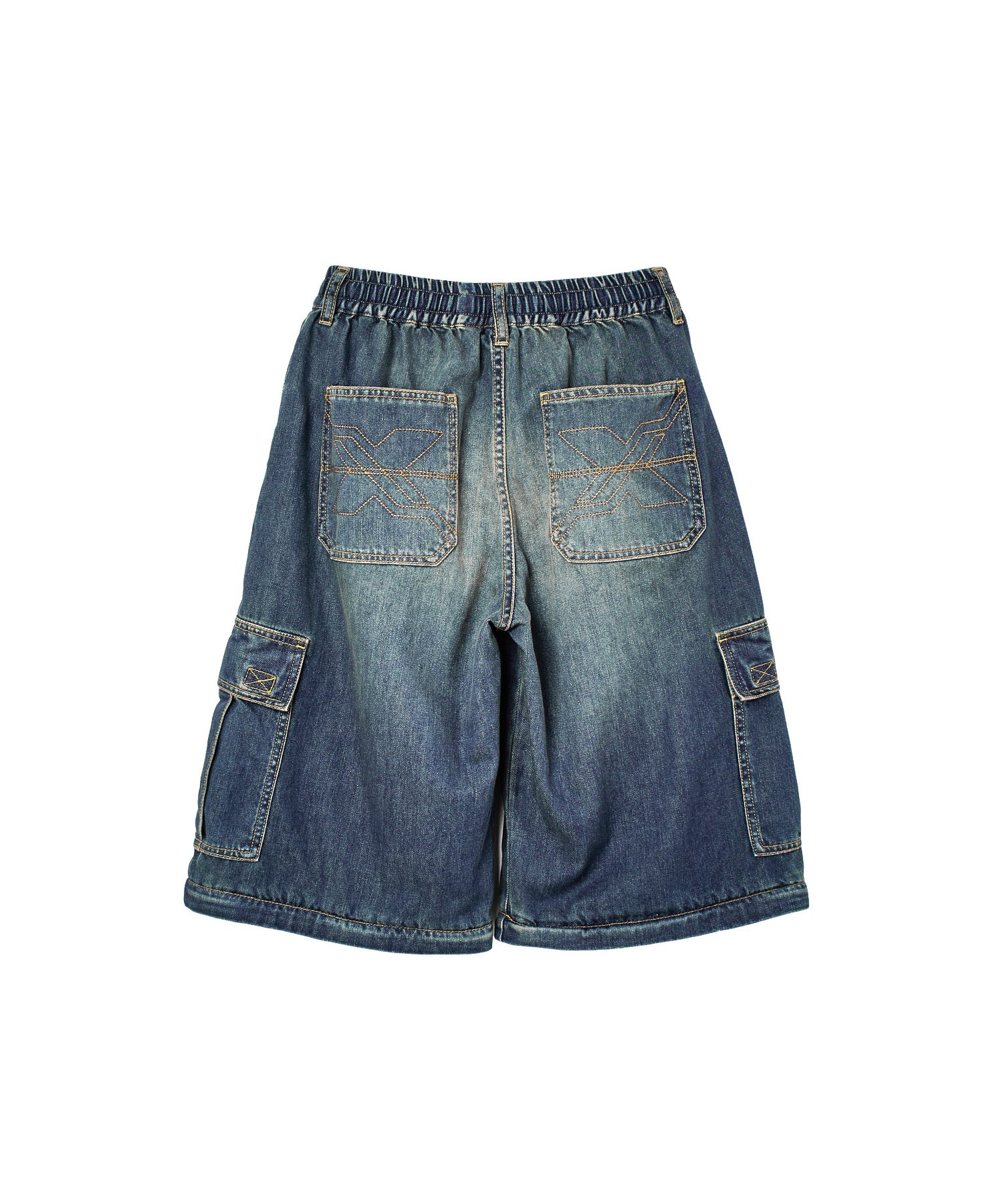 FADED 2WAY WIDE LEG DENIM CARGO PANTS