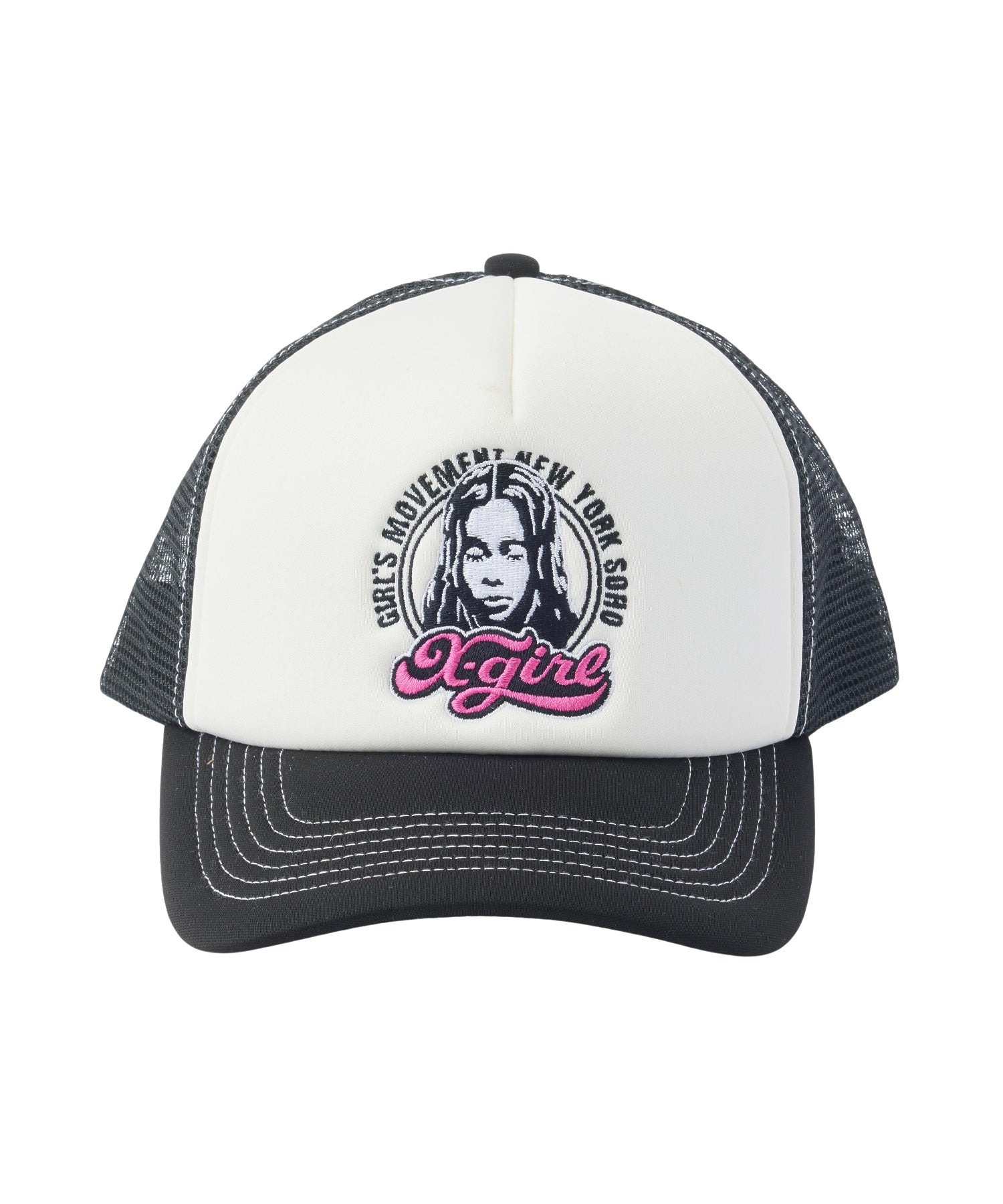 CHEERFUL LOGO AND FACE TRUCKER CAP