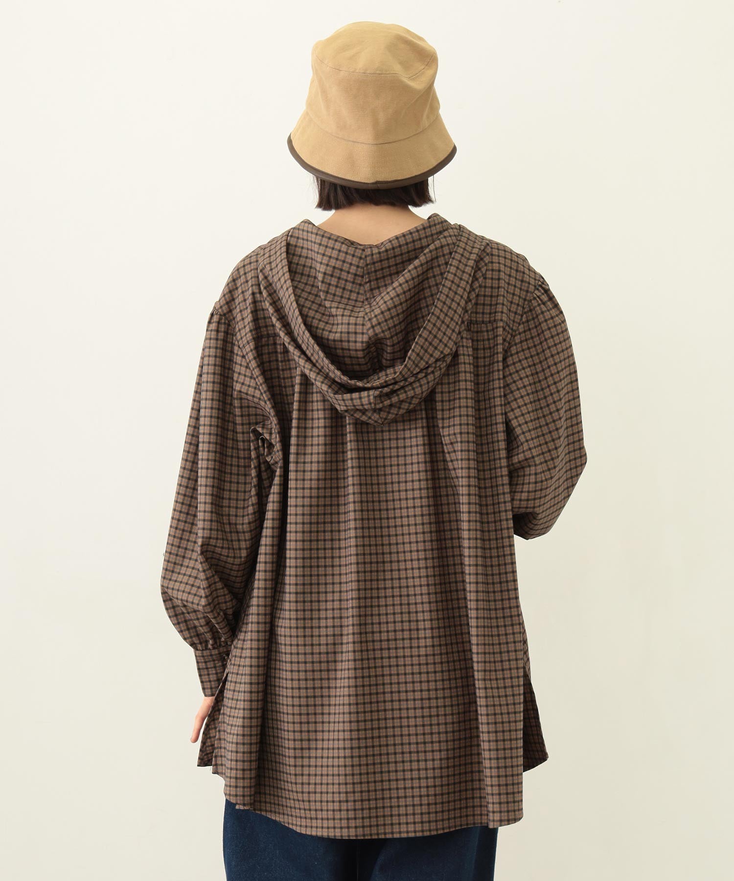 VOLUME SLEEVE HOODED BLOUSE