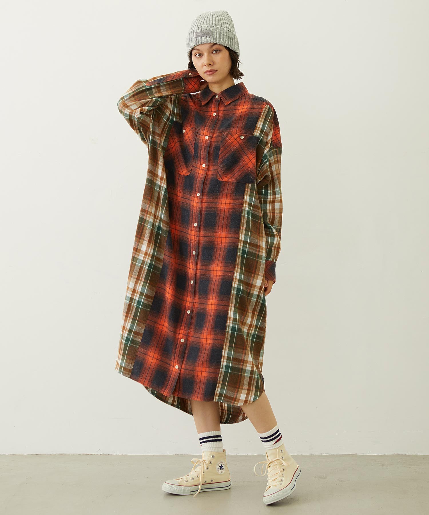 WASHED PANEL SHIRT DRESS