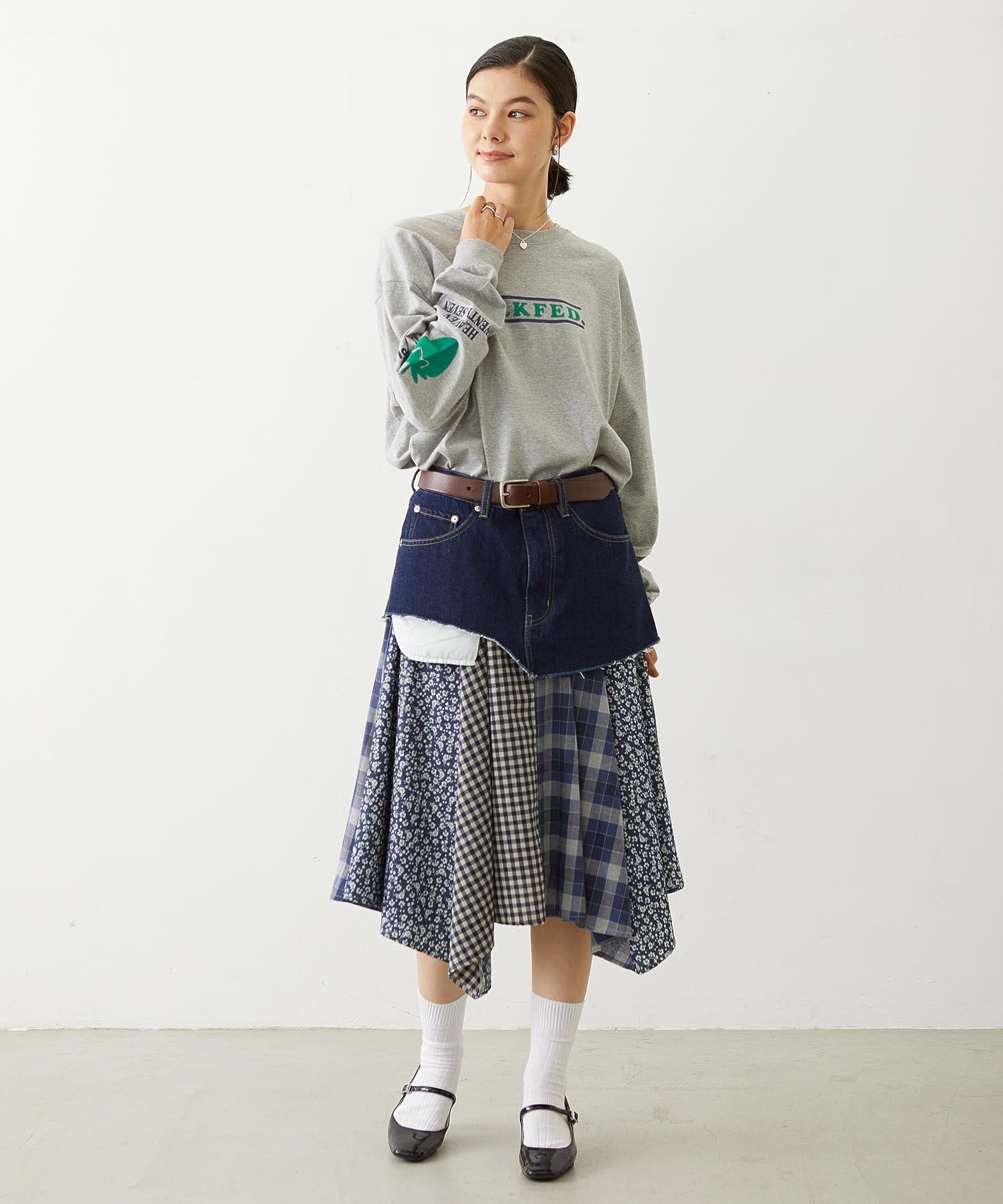 PATCHWORK OVERALL SKIRT