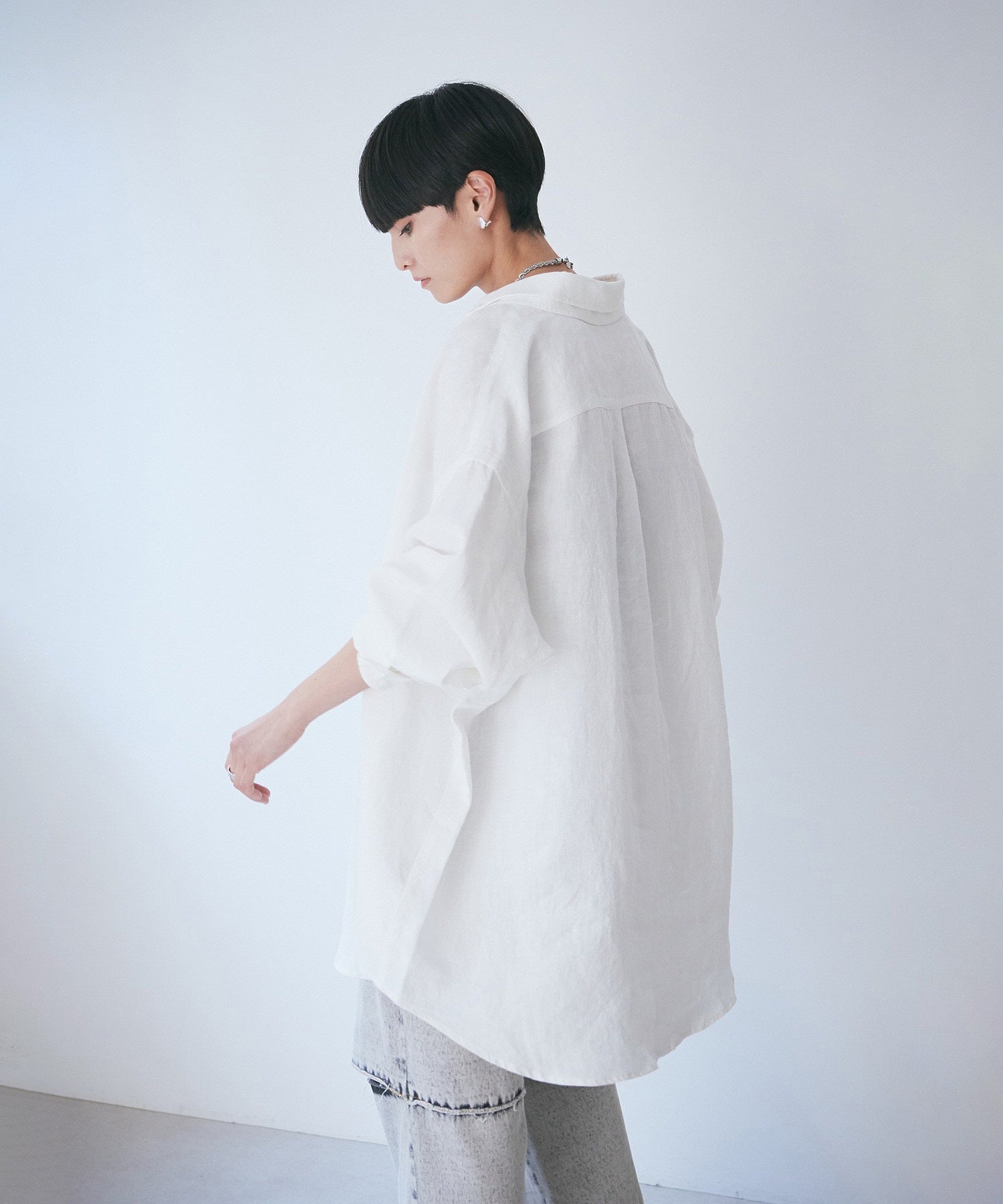 ボタンダウン ダブルネックシャツ