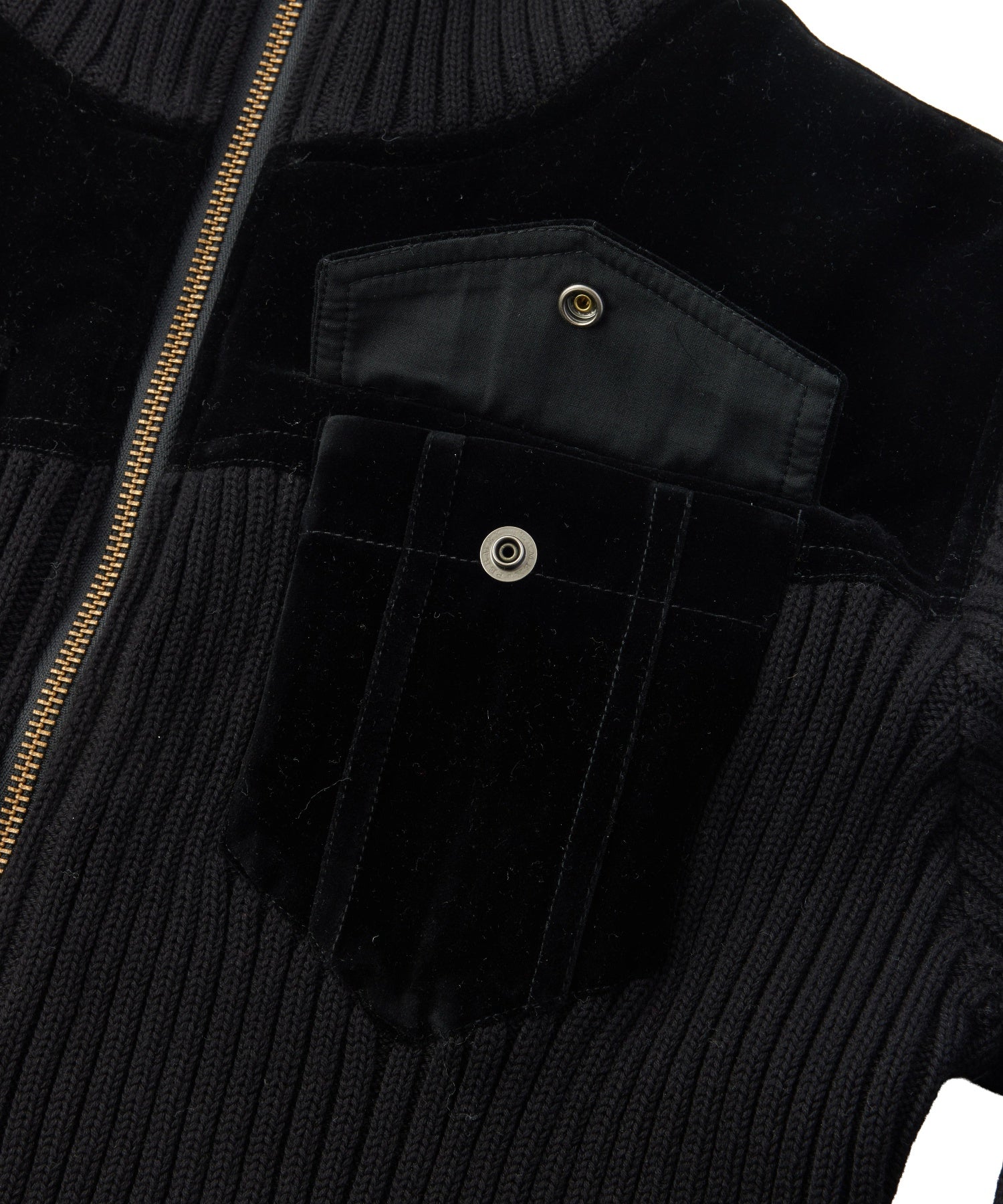 VELOUR AND KNIT ZIP UP TOP